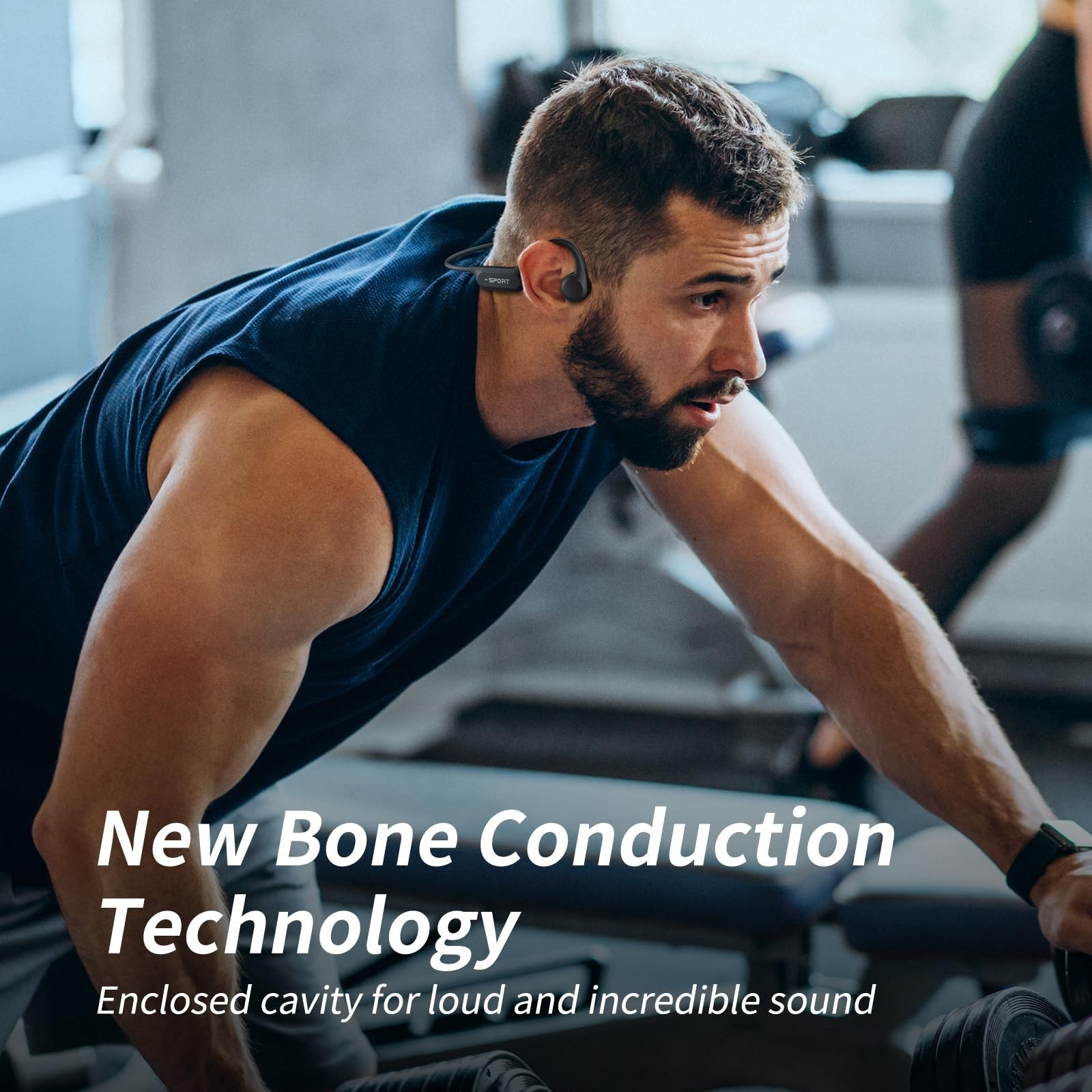 Wireless Bone Conduction Headphones, Bluetooth 6.0, Open Ear, Mic, IPX6 Waterpro