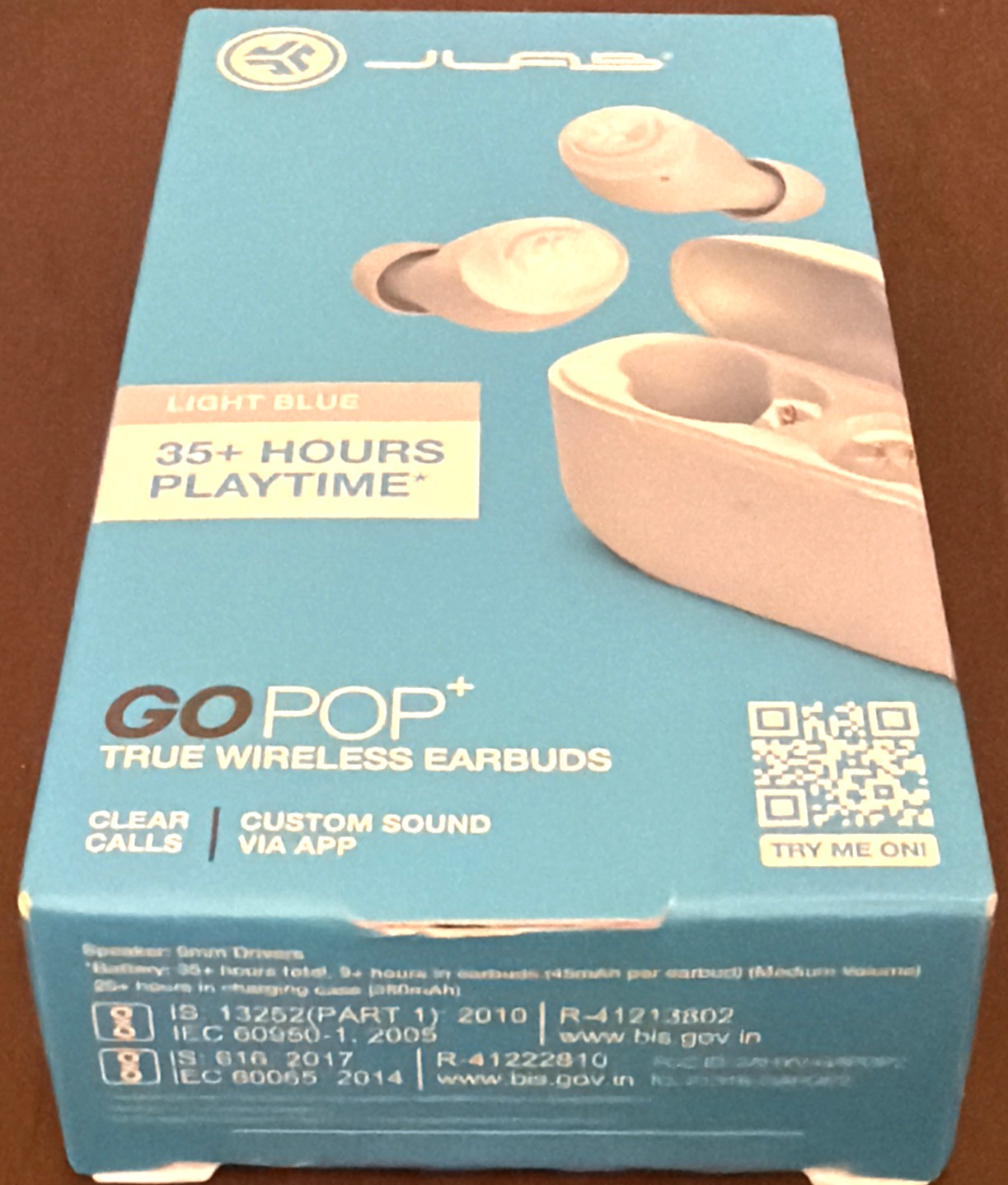 JLab Go Air POP+ True Wireless Bluetooth Earbuds LIGHT BLUE 35+ Hours SEALED