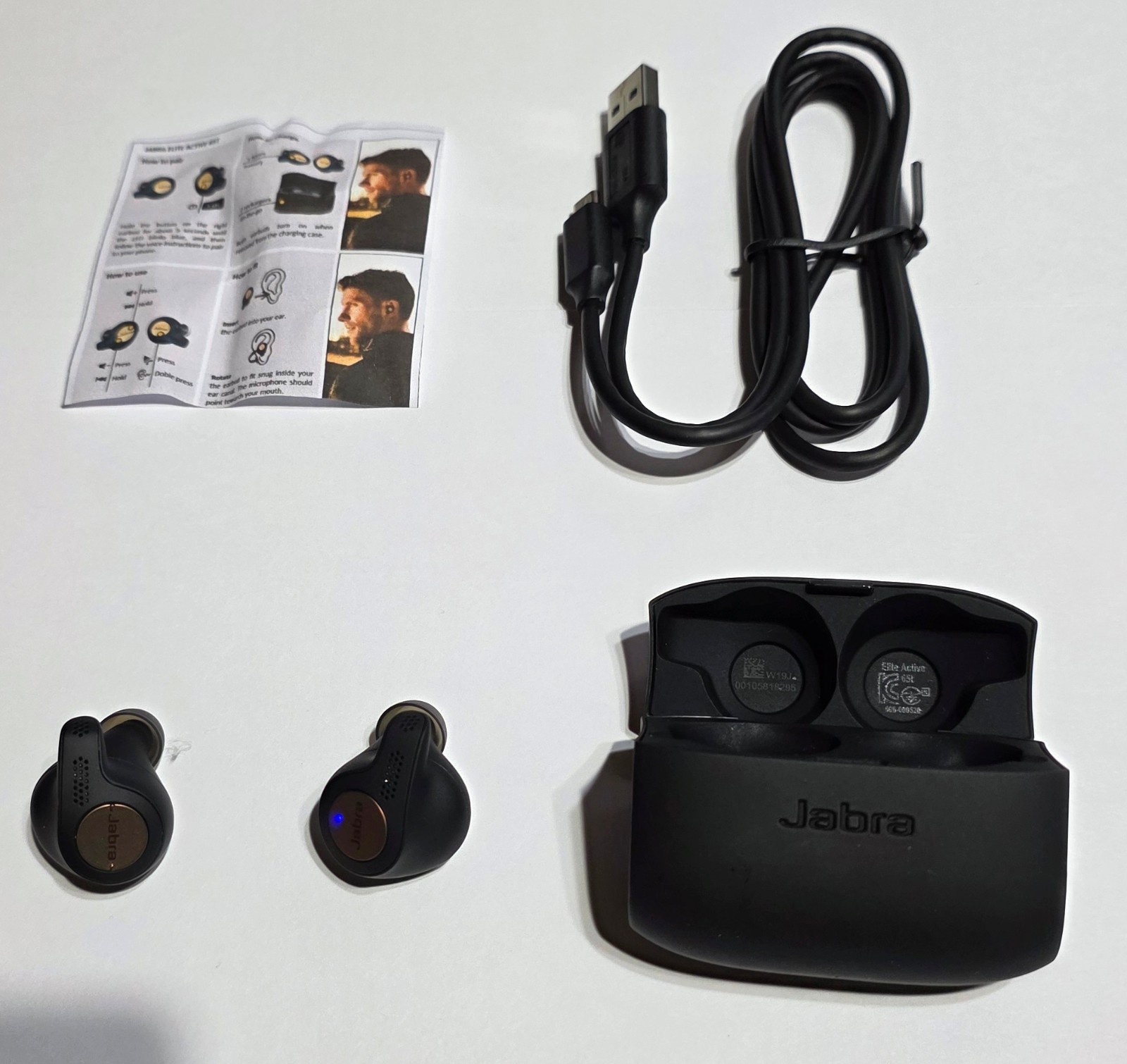 Unused Copper Black Jabra Elite 65t ACTIVE Wireless Earbuds w Charger in Bulk Pk