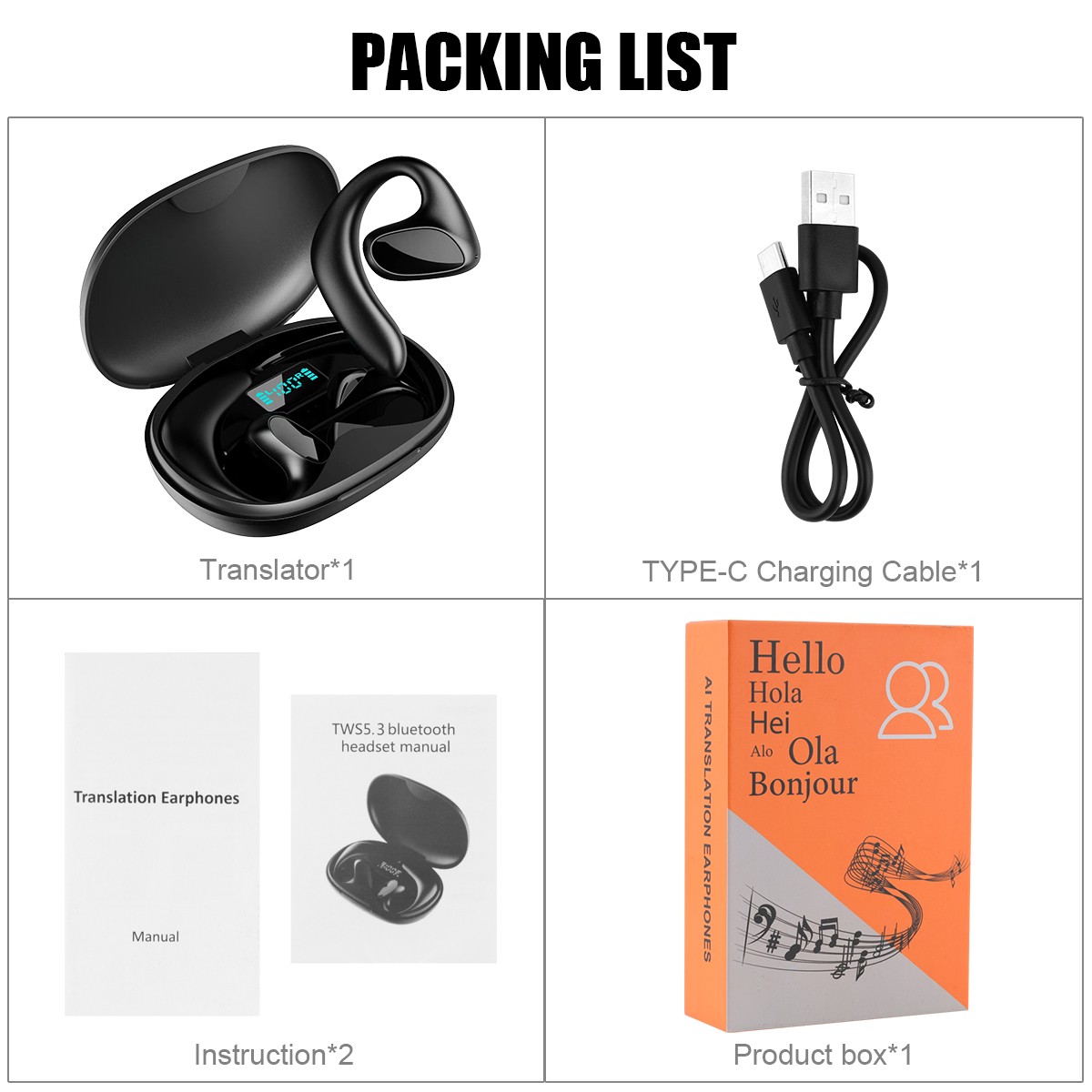 155+ Languages Translator Earbuds Wireless Bluetooth Two Way Translator Device