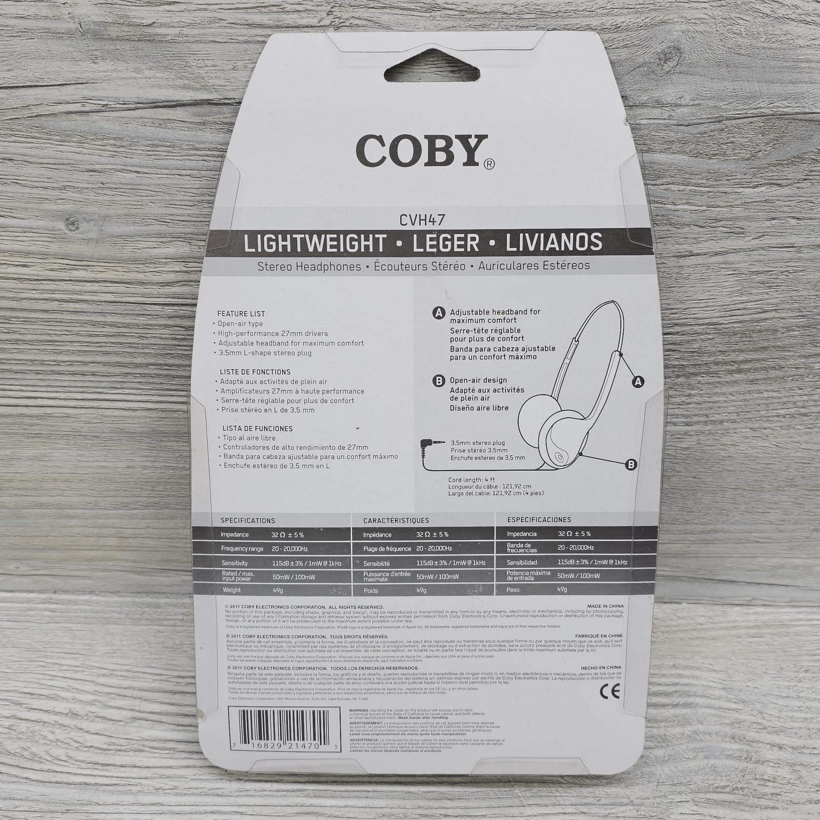 Coby CVH47 On Ear Headphones Lot of 6 Lightweight 3.5mm L-Shape Plug Stereo