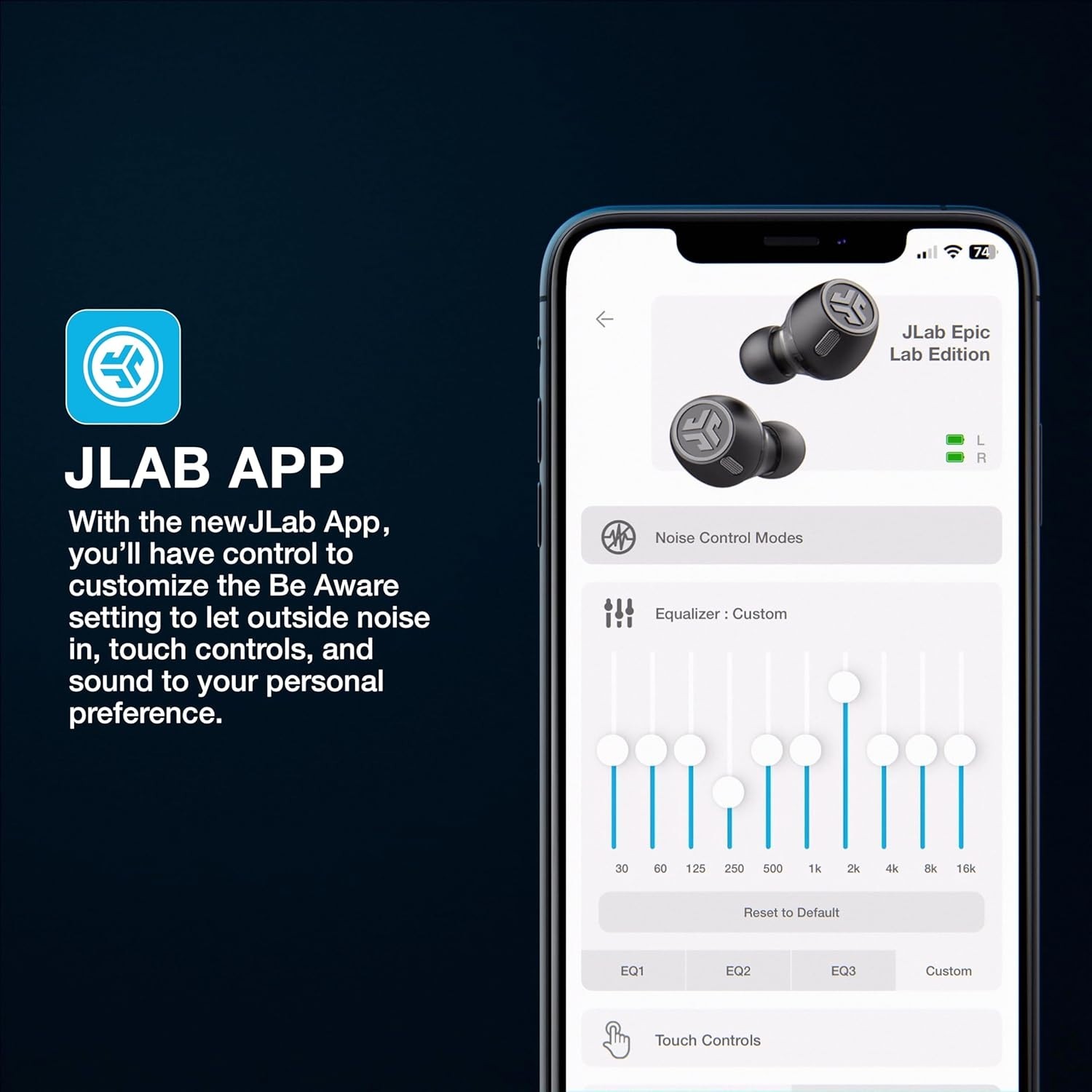 JLab EpicLab Ed. ANC True Wireless Earbuds LDAC Hi-Res. – New Open Box –