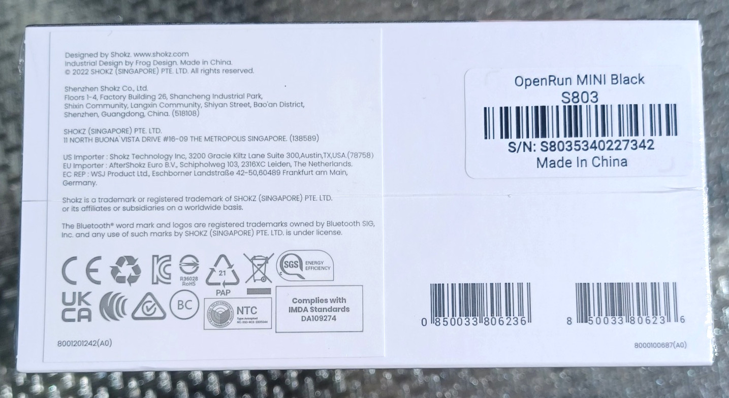 SHOKZ OpenRun MINI Wireless Bluetooth Bone-Conduction Sport Headphones – Black