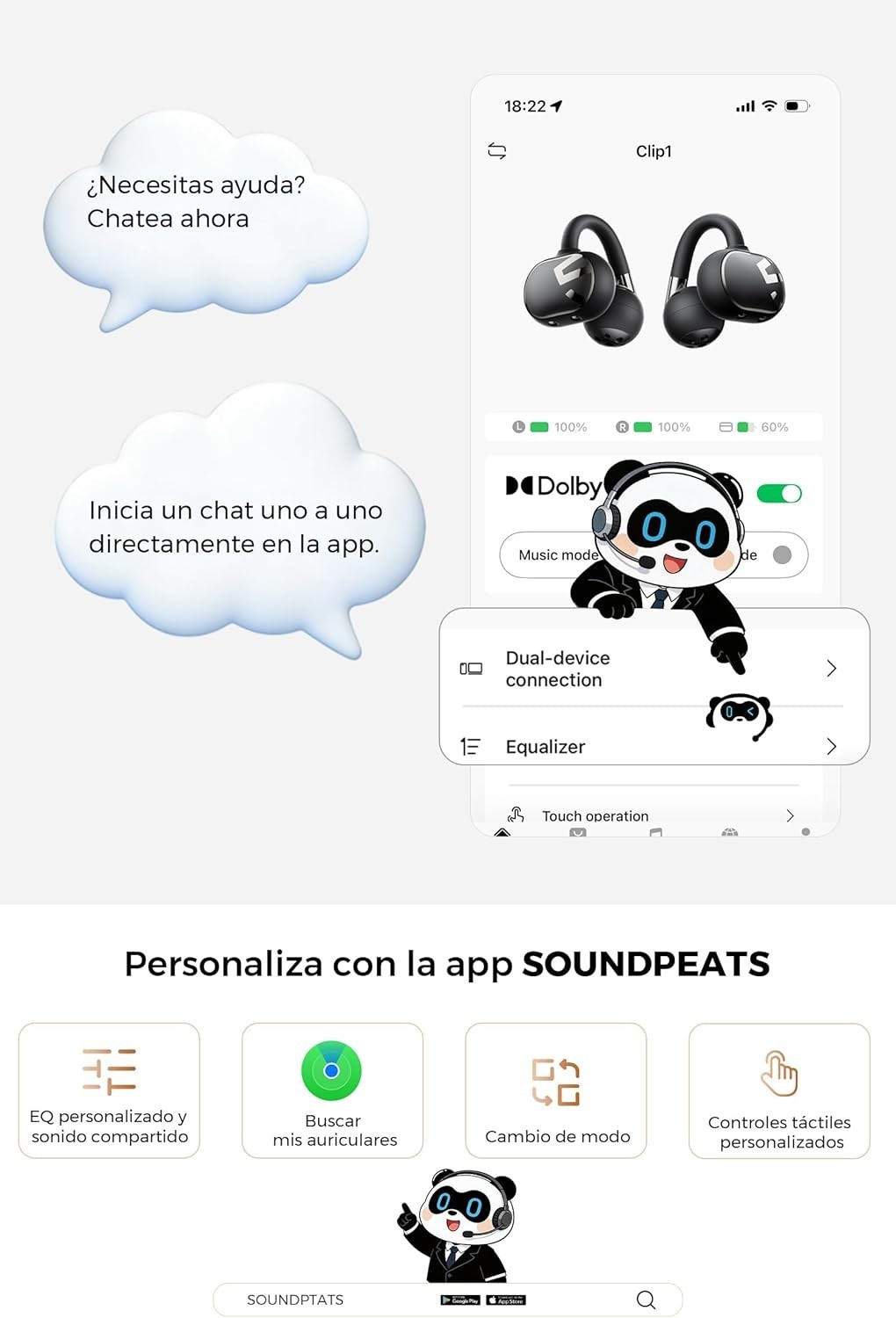 Soundpeats Clip1 Open Ear Wireless Earbuds with Dolby Audio, Hi-Res, Fast Charge
