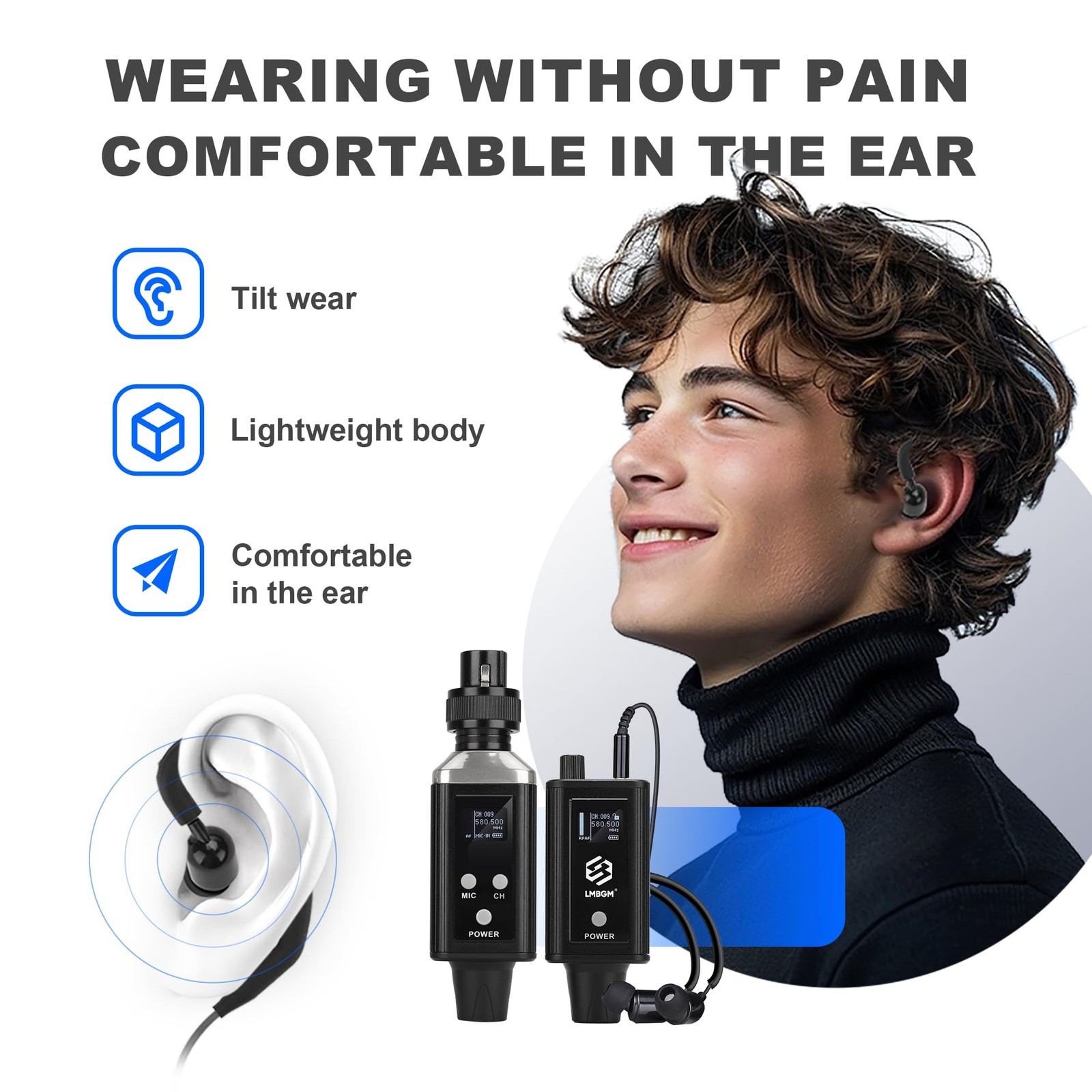 A9 UHF Wireless in-Ear Monitor Pro System Transmitter and Beltpack Receiver f…