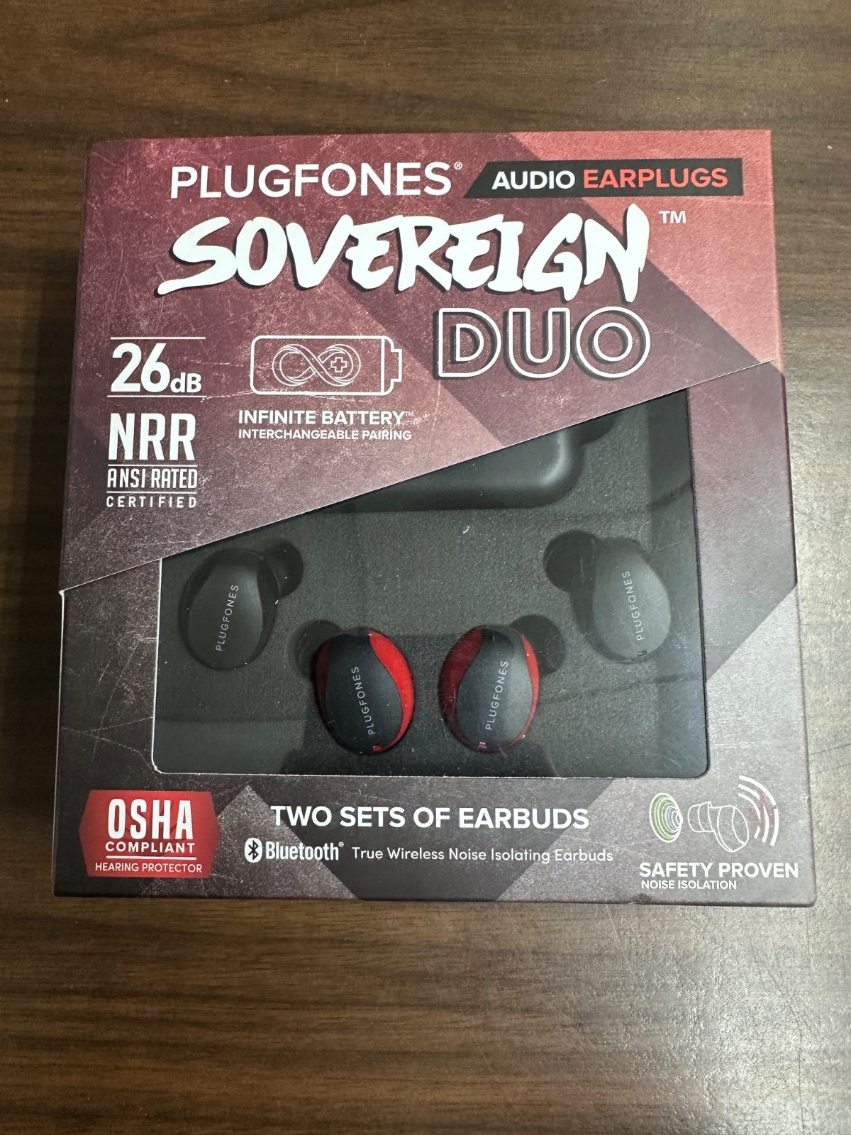 Plugfones Sovereign Duo True Wireless Bluetooth Earplugs with Earphones OSHA-NEW