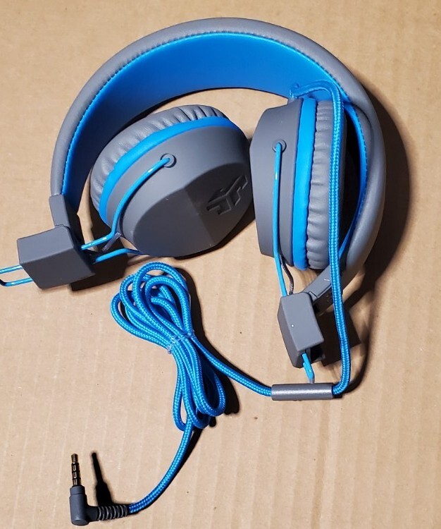 JLAB NEON ON EAR WIRED HEADPHONES BLUE COLOR.