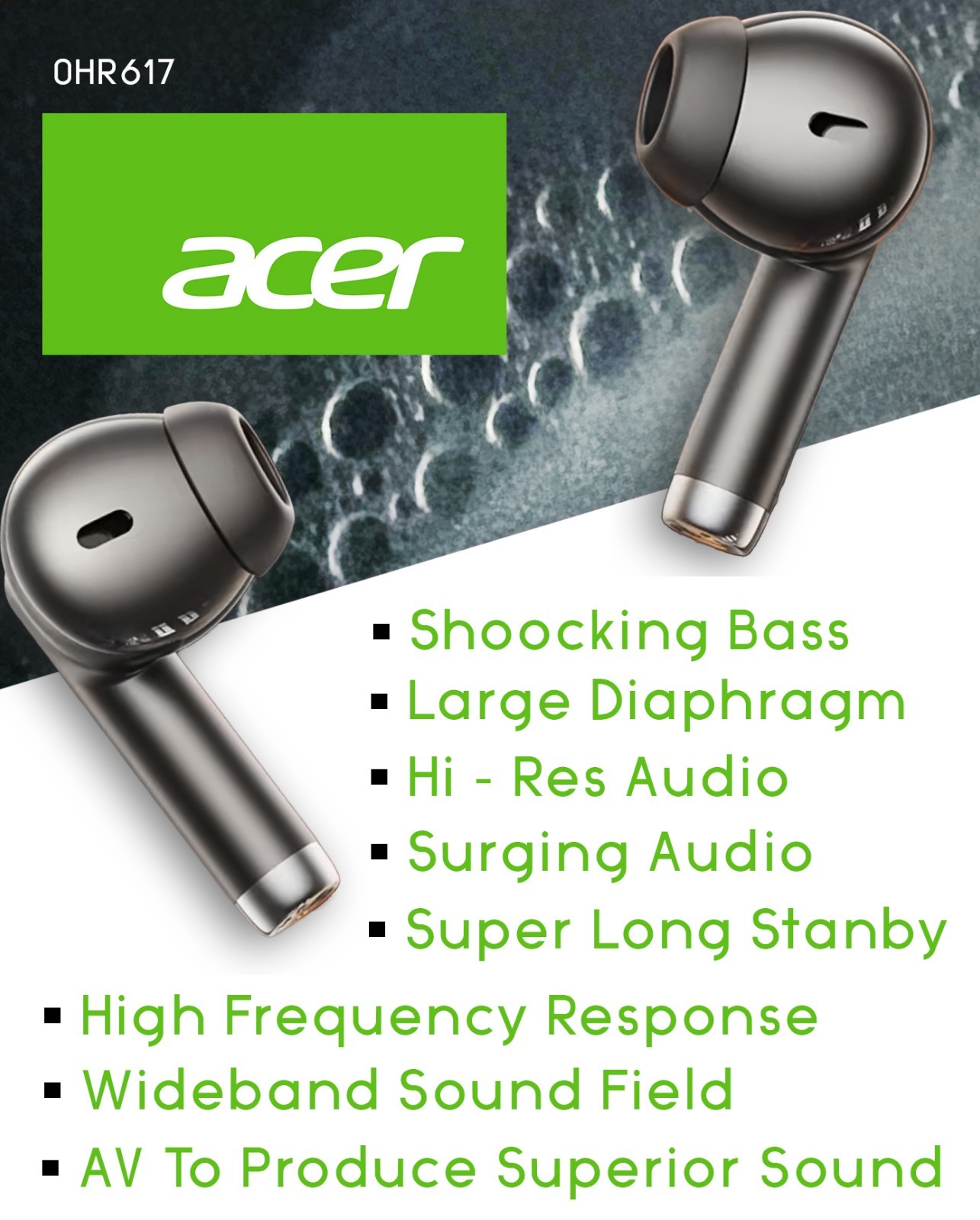 NEW ! ORIGINAL – ACER -TWS Headsets -Spatial Sound -ENC Noise Reduction