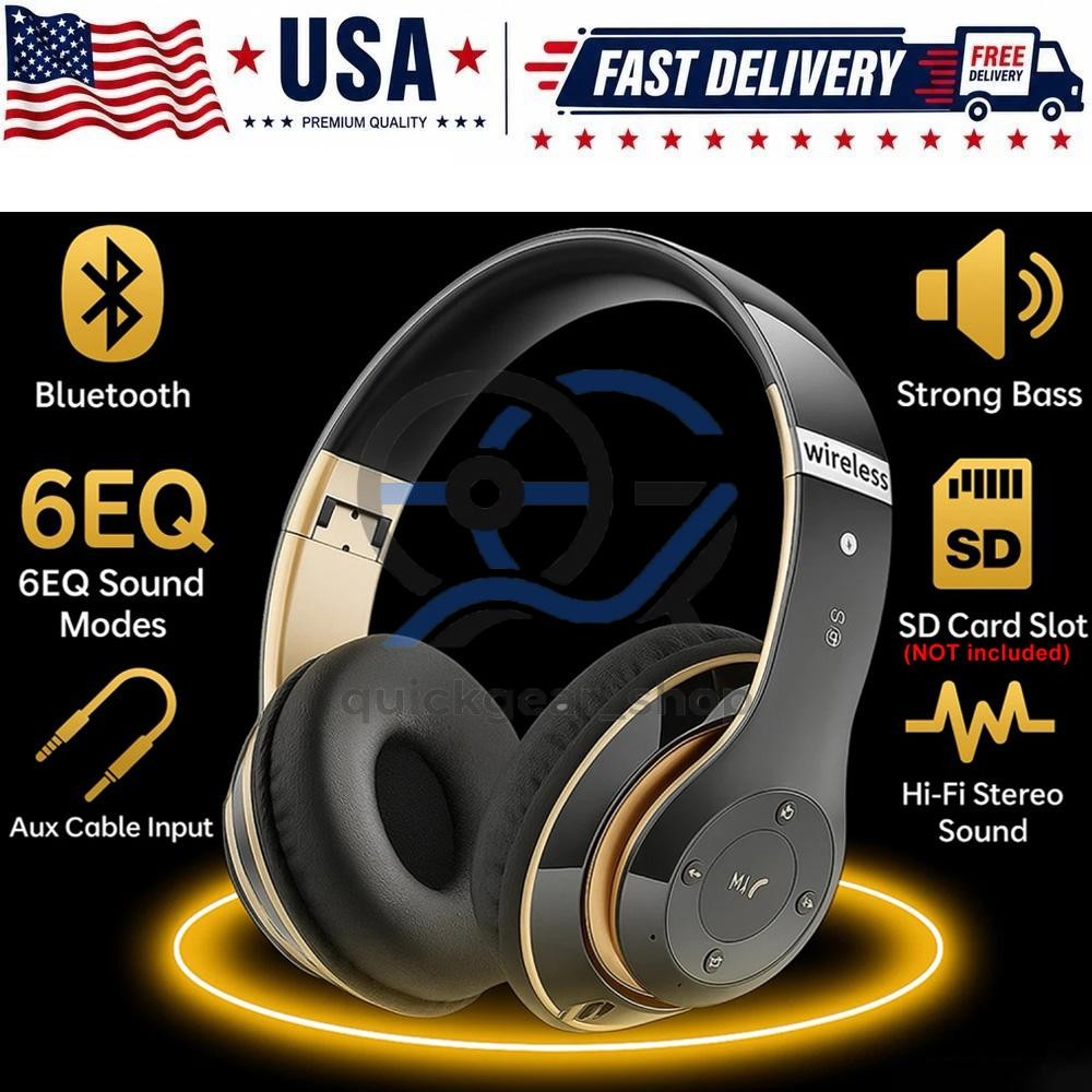 Wireless Headphones Bluetooth Noise Cancelling Stereo Earphones Over Ear Headset