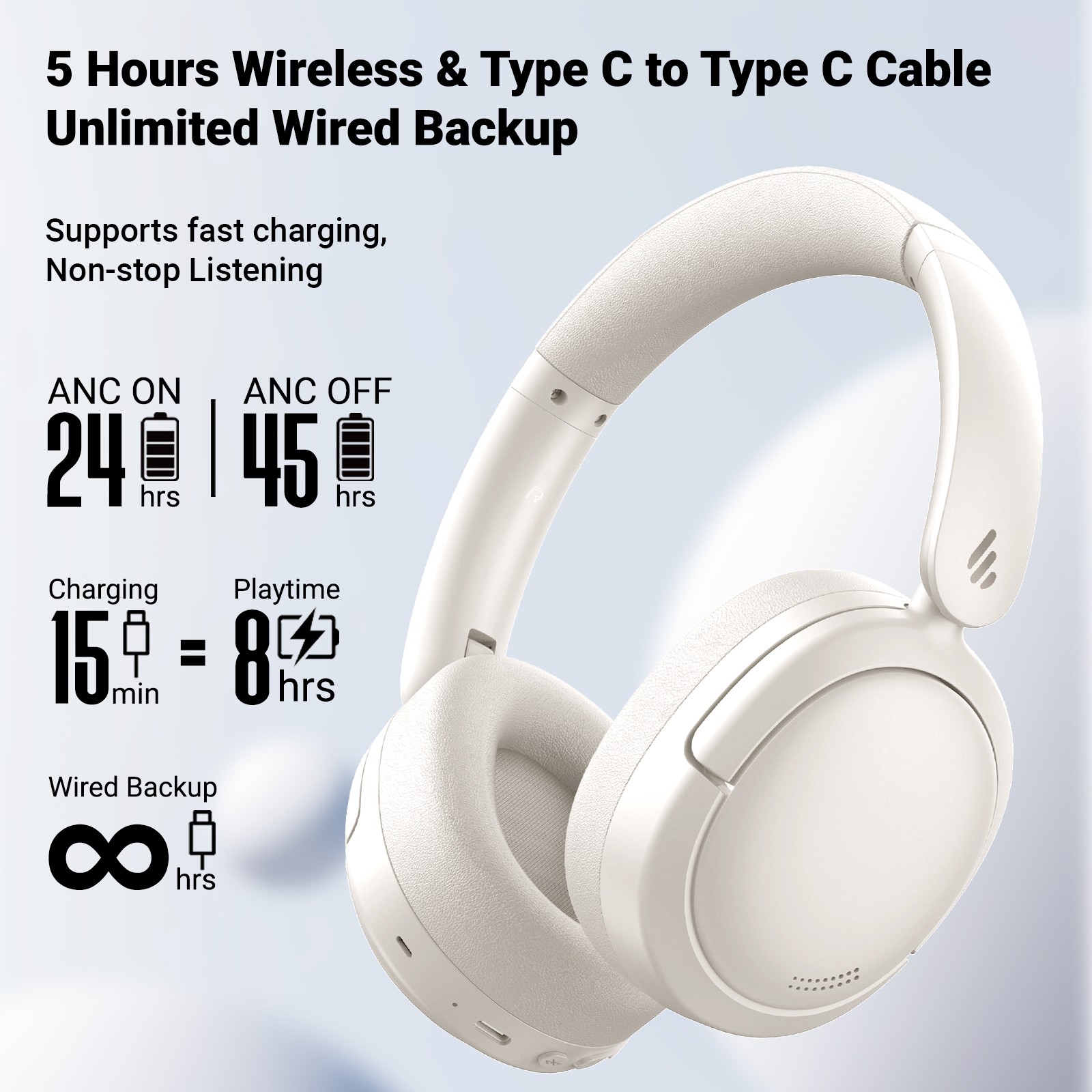 Edifier V80 Bluetooth Headphones True Wireless Headset Hybrid ANC Hi-Res Audio