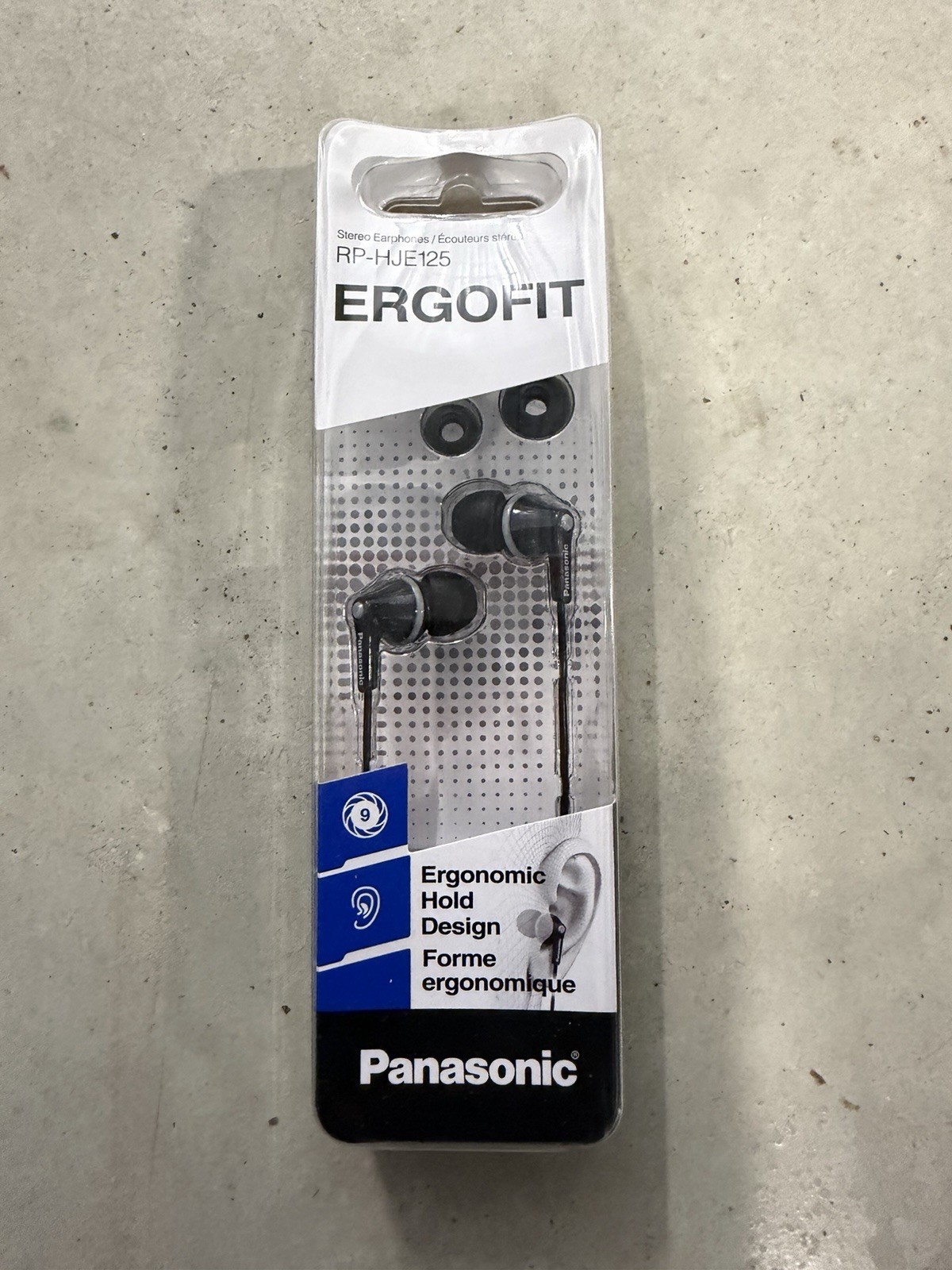 Panasonic RP-HJE125 ErgoFit Wired In-Ear Headphones – Black (3.5mm, New Sealed)