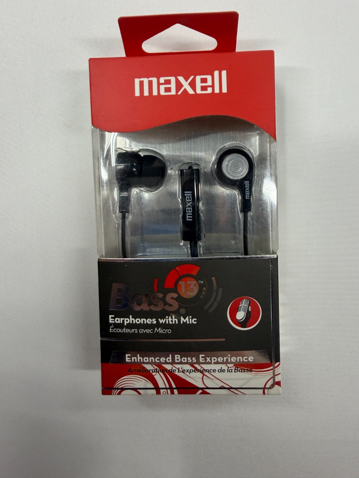 Maxell BASS-BK Wired Earphones Noise Isolating Enhanced Bass Built-in Mic 2-Pack