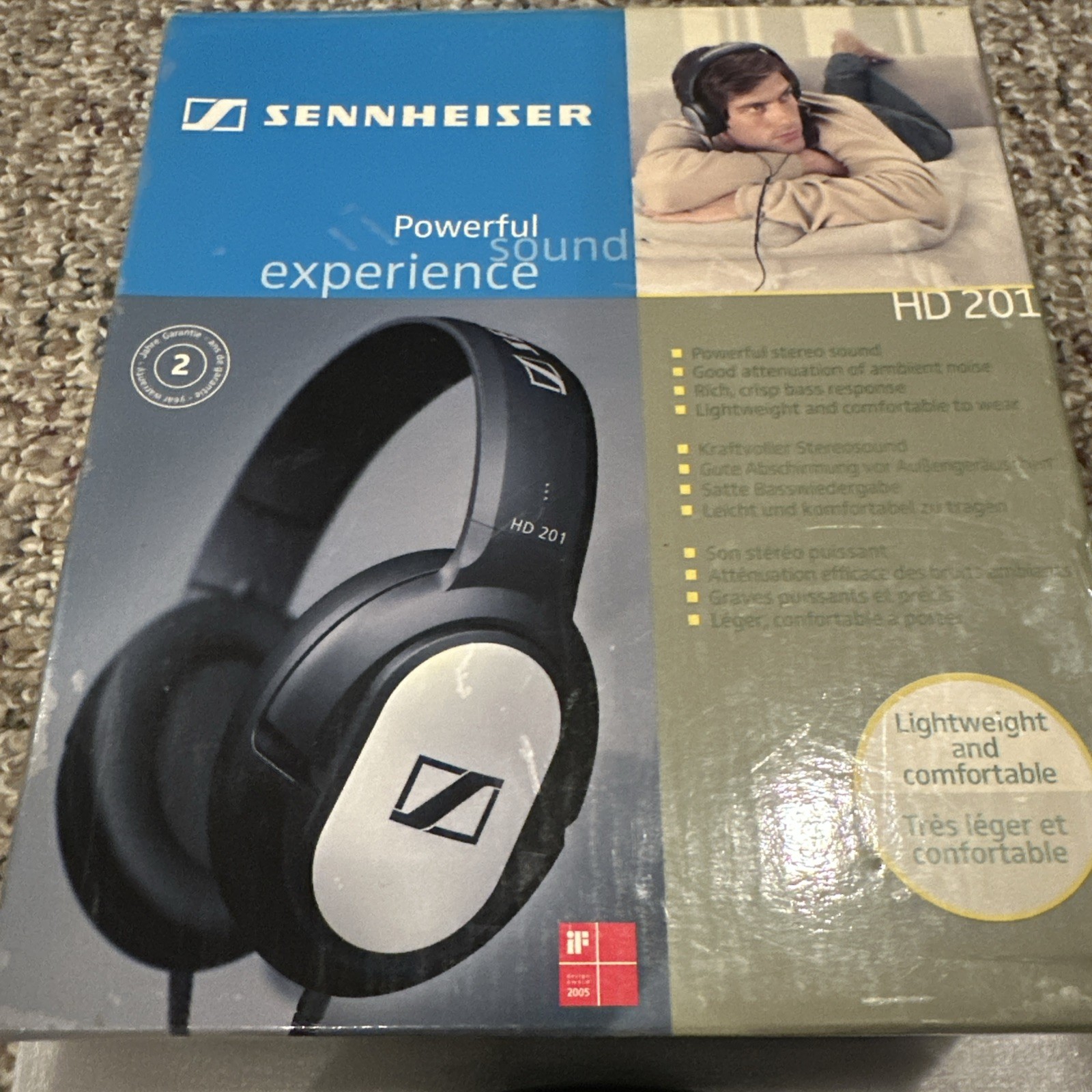 Sennheiser HD201 VINTAGE 2005 Wired Headphones – w/ Original Box! RARE