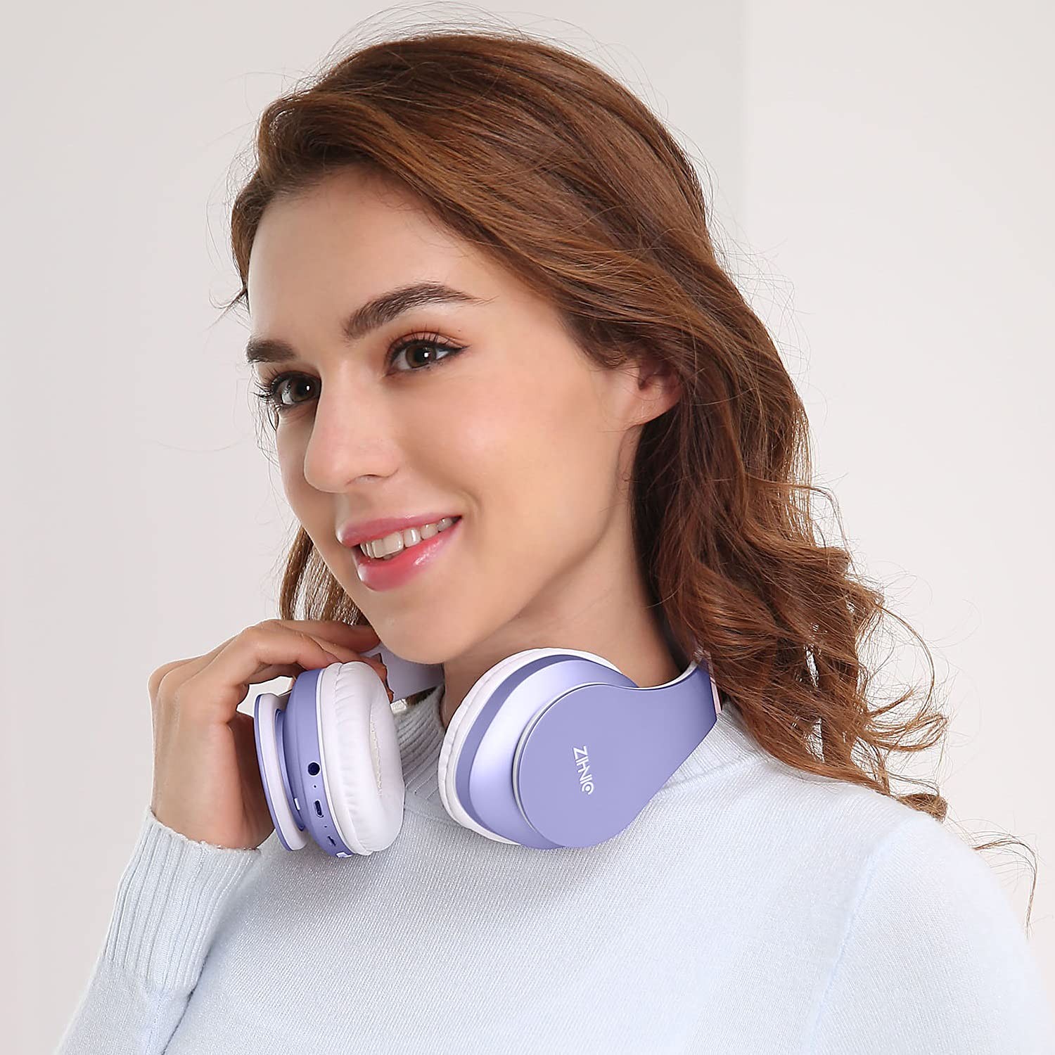 ZIHNIC Bluetooth Headphones Over-Ear, Foldable Wireless and Standard, Purple