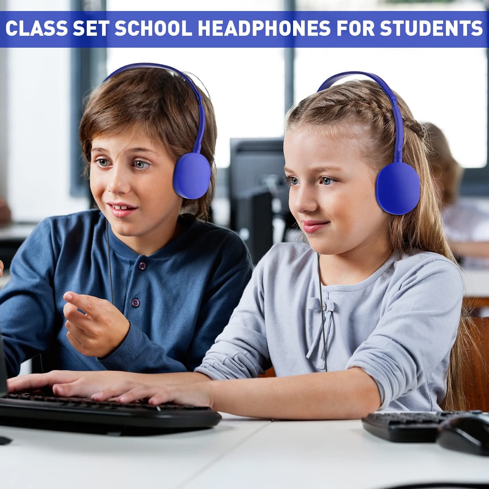 18 Pack Kids Headphones Bulk for Classroom School Class Set of Headphones for…