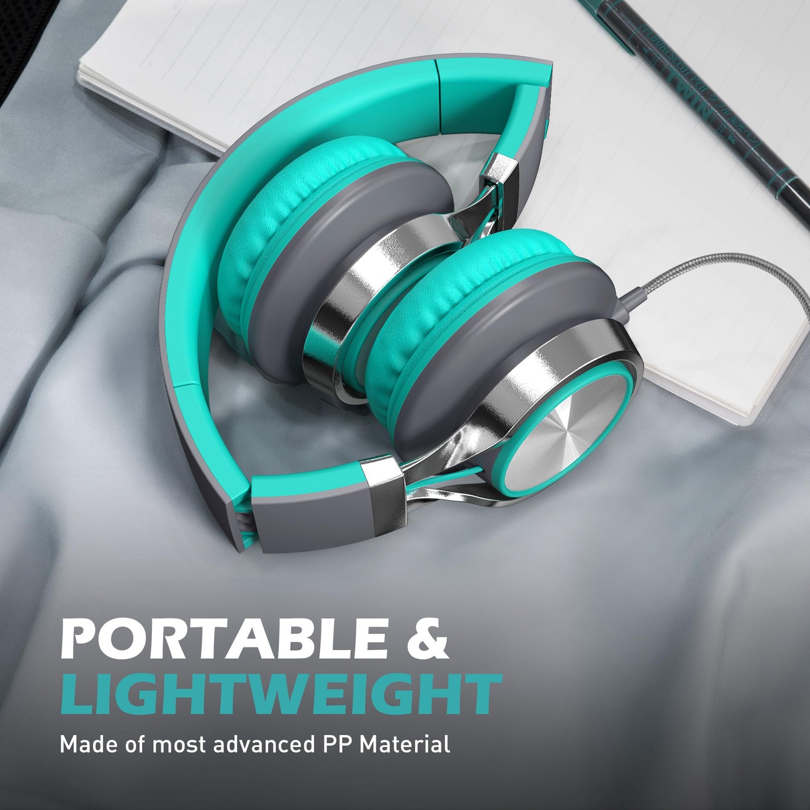 C8 Wired Headphones With Microphone And Volume Control Folding Lightweight Corde