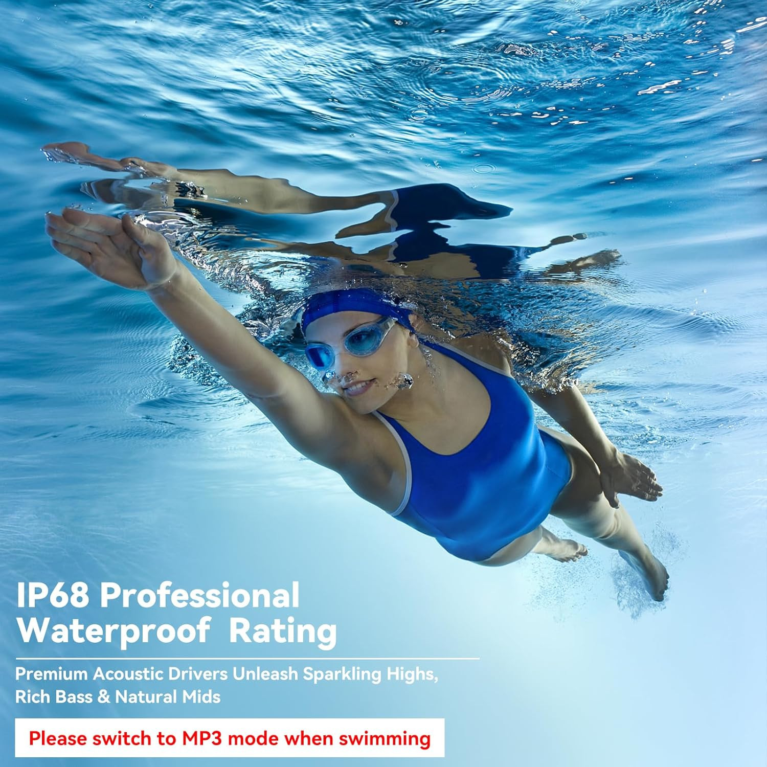 Soft Liquid Silicone Bone Conduction Swimming Headphones Underwater,Ipx8 Waterpr