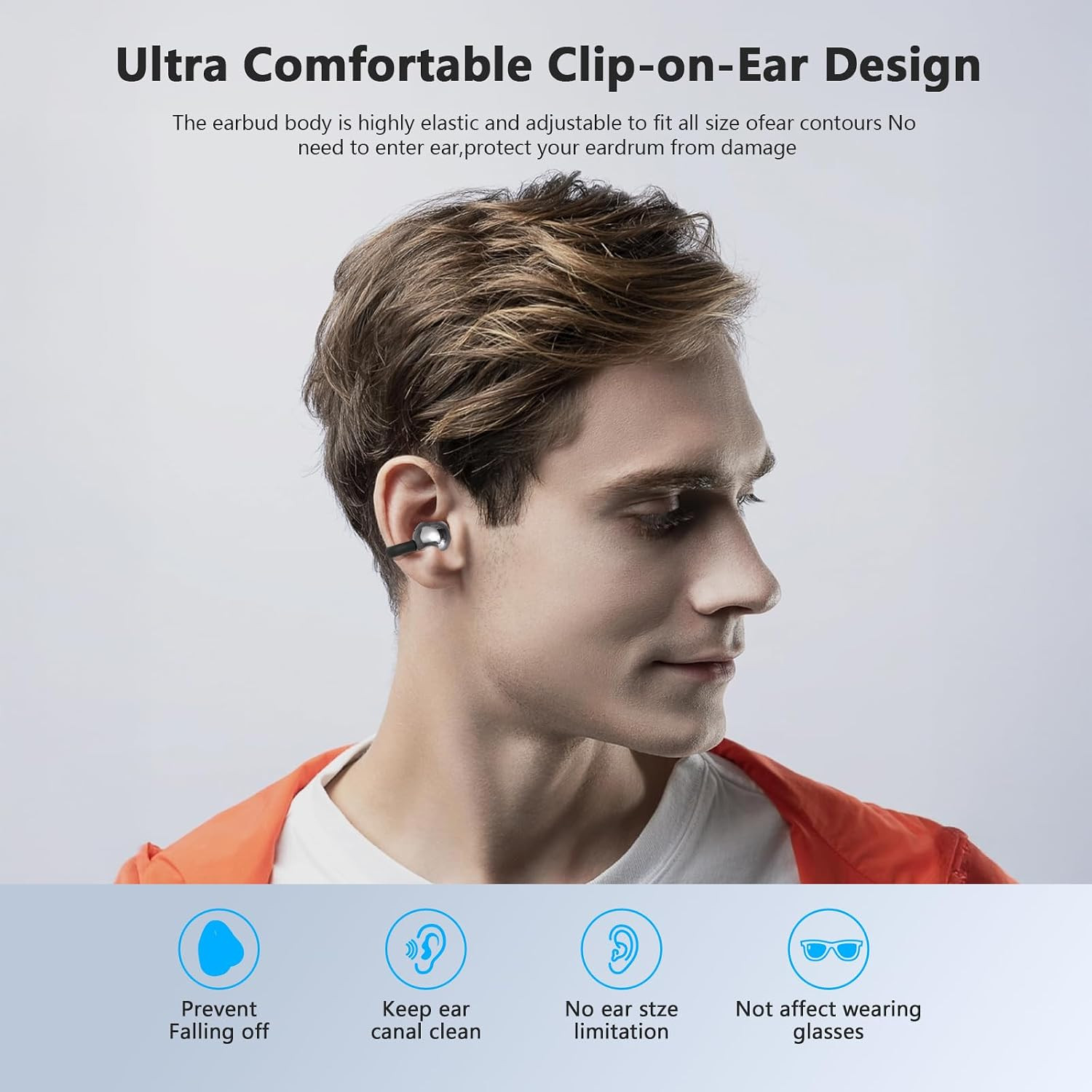 Open Ear Bone Conduction Headphones Bluetooth 5.4 Wireless Clip on Earbuds with