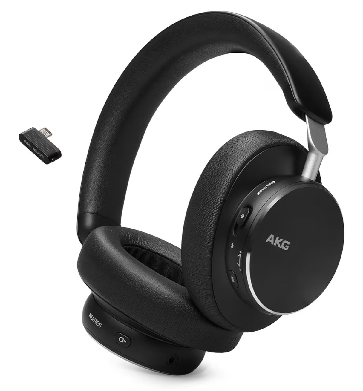 NewOpen AKG N9 Hybrid Wireless ANC Over-Ear Headphones Black w/ 2.4GHz Dongle