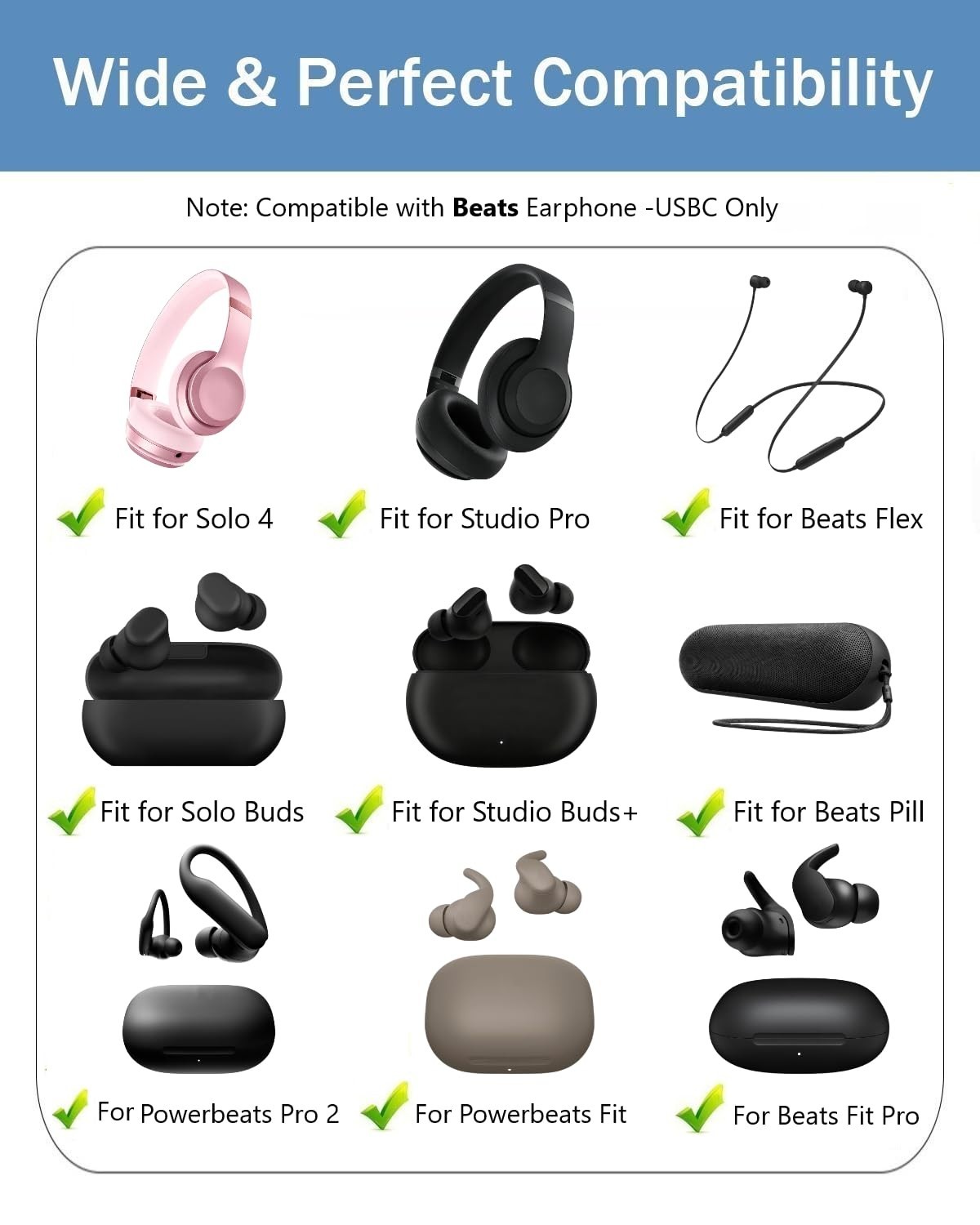 Portable USB C Charger Cable for Bluetooth Headphones and Speakers, 2A Current