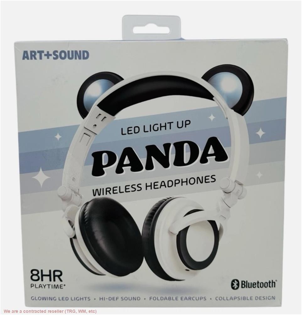 ART+SOUND LED Light Up Panda Bluetooth Wireless / Wired Headphones