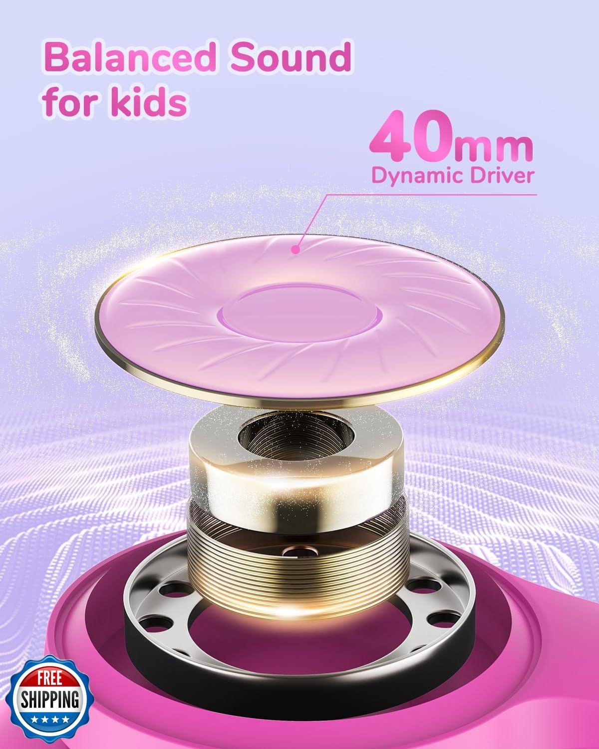 iClever BTH26 Active Noise Cancelling Headphones for Kids, 60H Play Time, Saf
