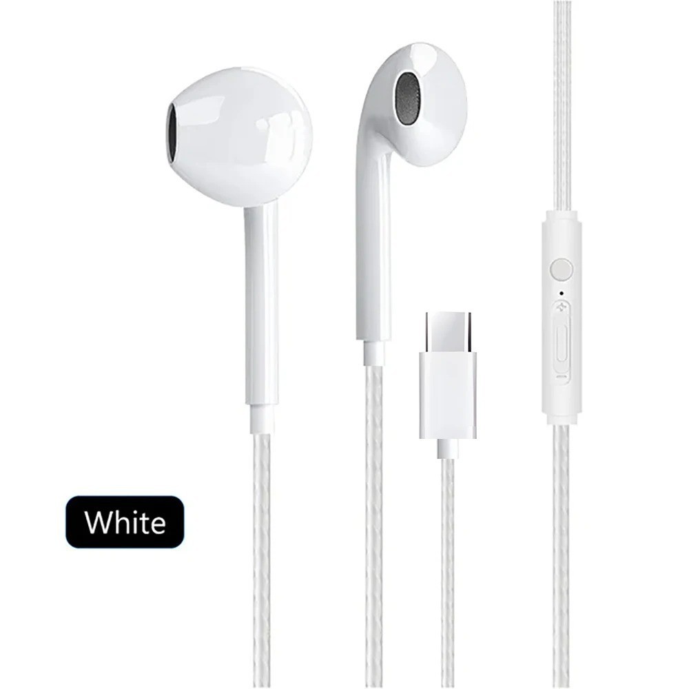 Type C Wired Earphones In-Ear Headset 3.5mm with Mic Bass Stereo Earbuds