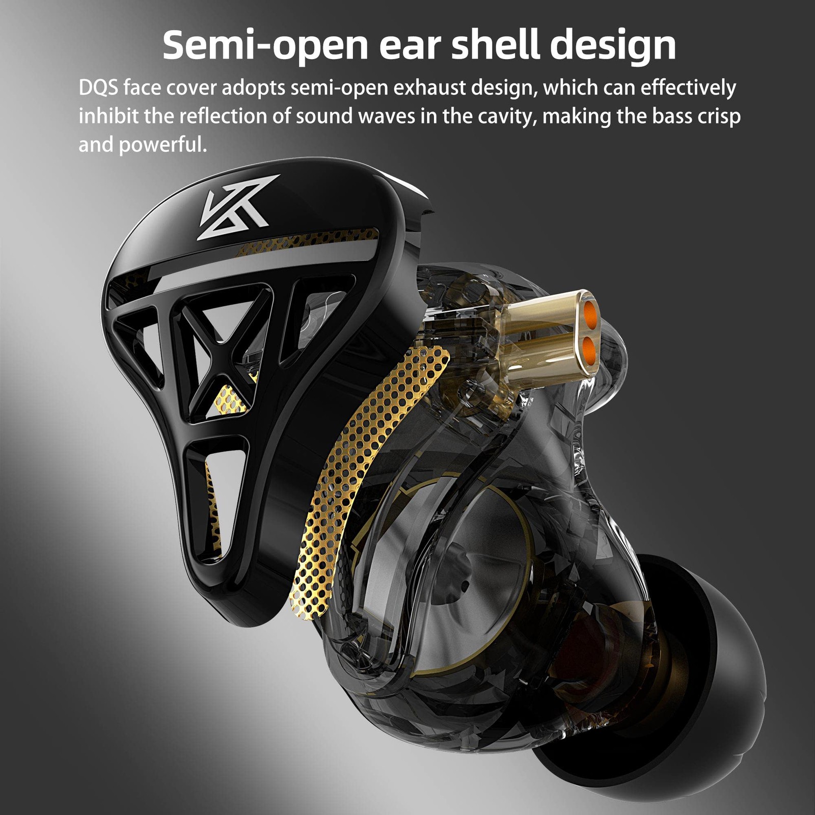 KZ DQS in Ear Monitor Headphones,Dynamic Driver Semi-Open HiFi Bass Earbuds Earp