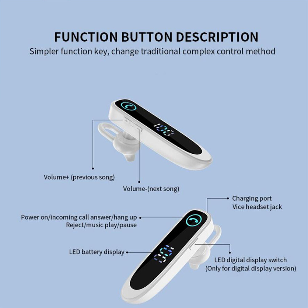 Bluetooth 5.0 Earpiece Noise Cancelling Headphone Driving Trucker In Ear Headset