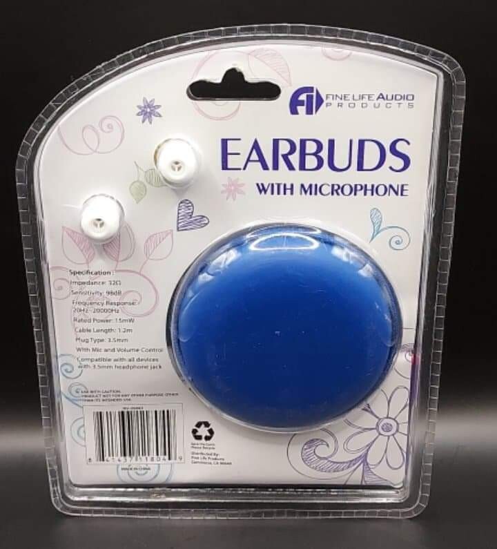 NEW Fine Life Audio TEDDY BEAR EARBUDS with MICROPHONE & ZIPPER CASE