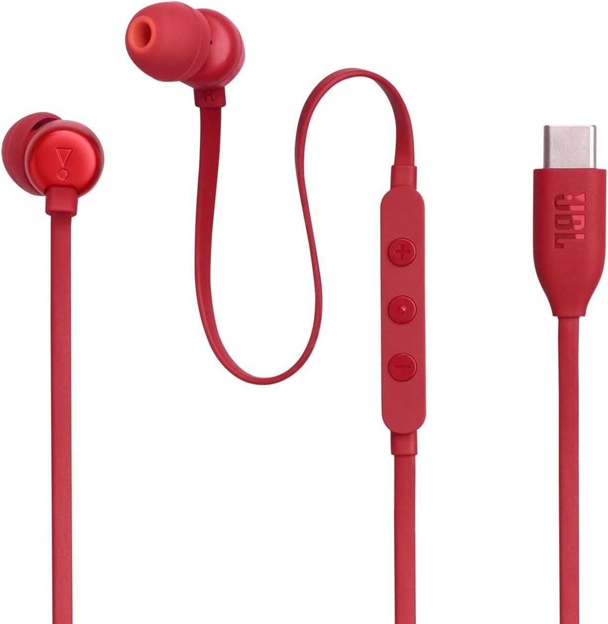 JBL Tune 310C USB-C Wired In-Ear Headphones – Red – Hi-Res Audio Pure Bass Mic