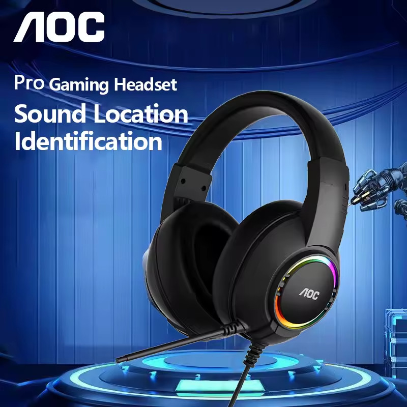 AOC USB Gaming Headset Compatible with PS5/4 Nintendo Switch Noise Canceling Mic