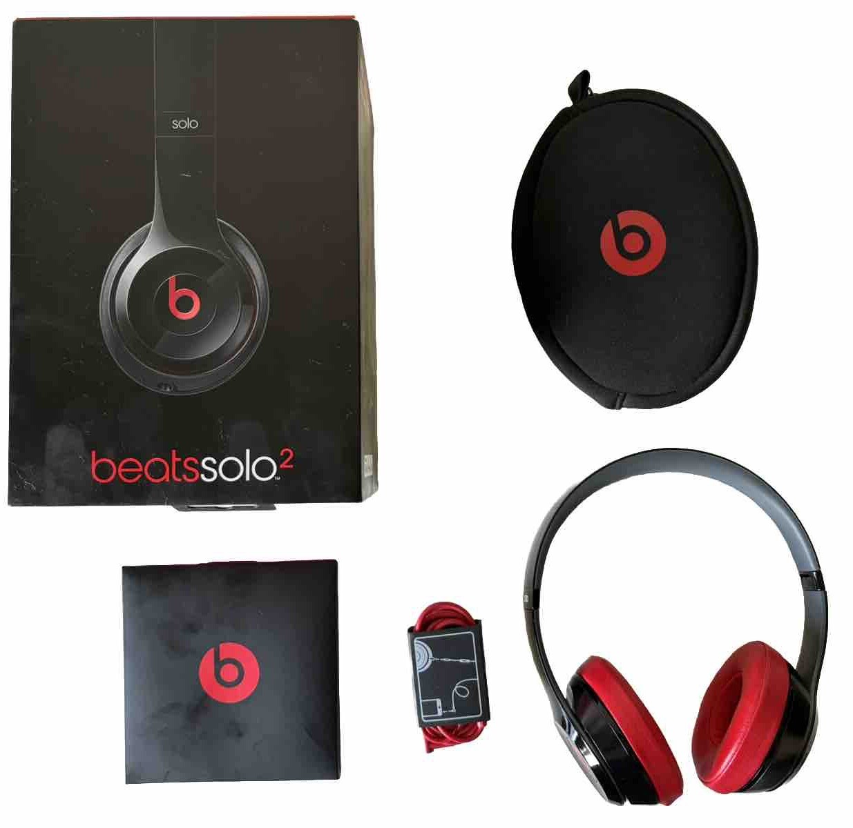 BEATS SOLO2 EARPHONES BLACK AND RED- Excellent Condition slightly Used