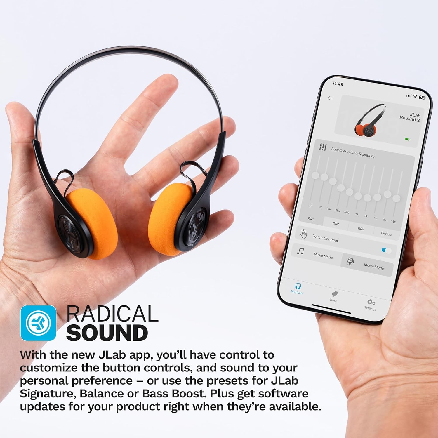 Jlab Rewind 2 Wireless Retro Headphones, 20+ Hours Playtime, App Support, Blueto