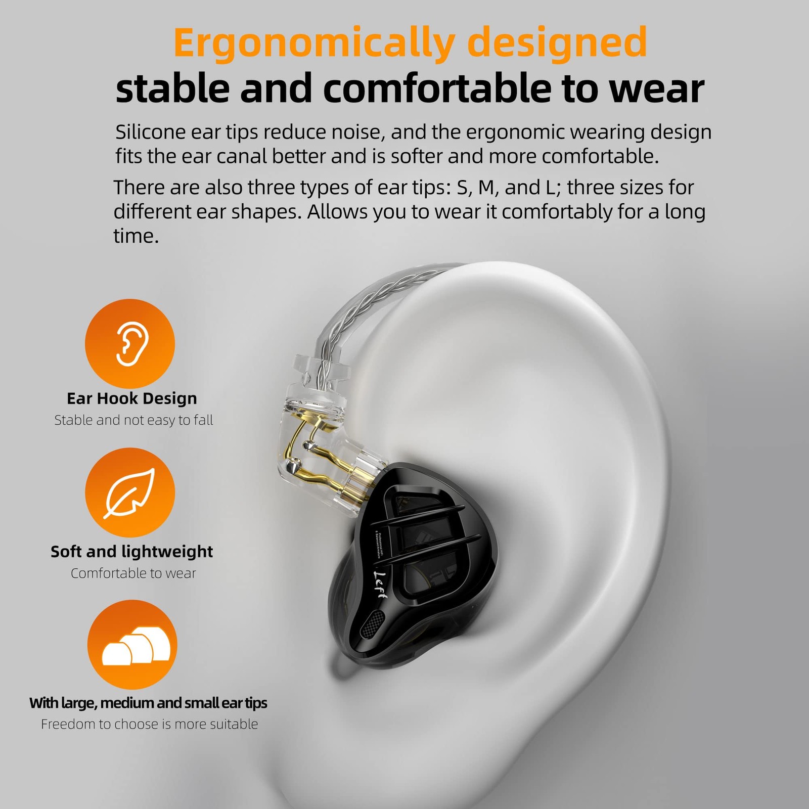 KZ ZAR in-Ear Monitor 7BA+1DD Hybrid Drivers Gaming Earbuds No Mic, Black