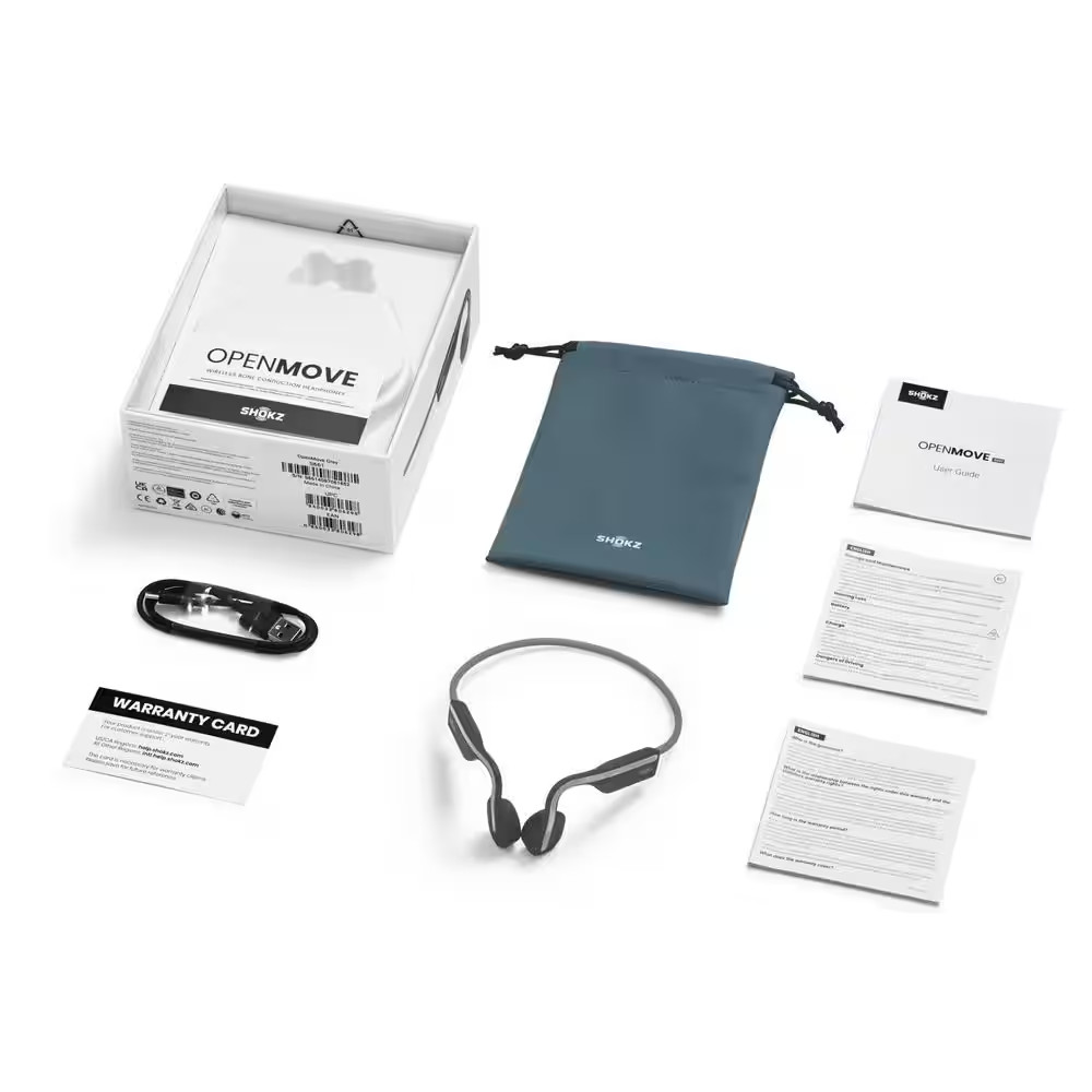 Openmove Bone-Conduction Open-Ear Lifestyle Headphones with Microphones in Gray