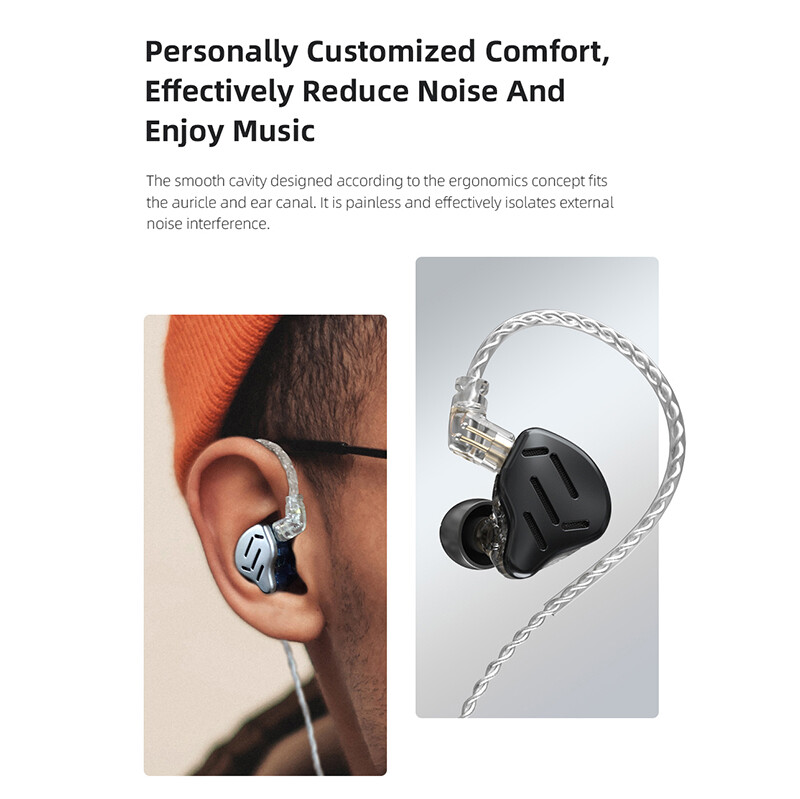 KZ ZAX 1DD+7BA 16 Units Hybrid Technology Noise Cancelling HIFI Dynamic Earphone