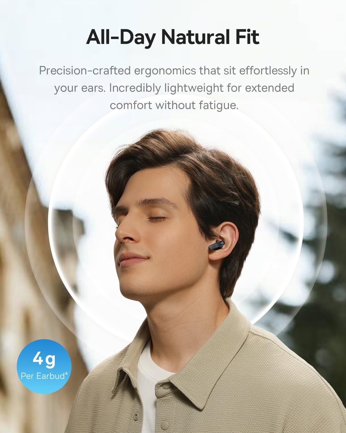 Noise Cancelling Semi-In-Ear Earbuds, Hi-Res Audio, 40H Playtime, 6-Mic Call