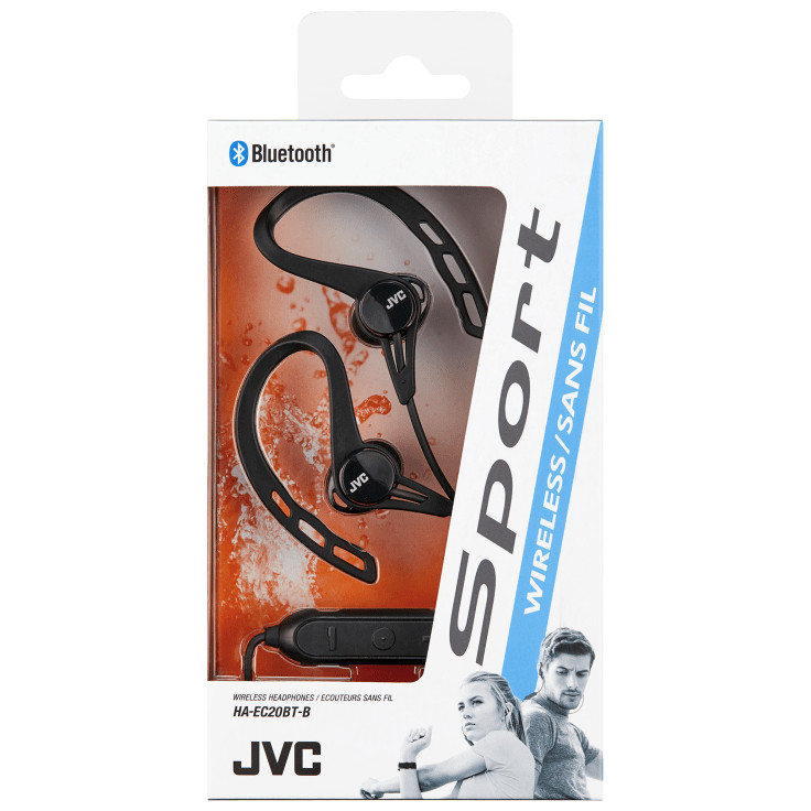 JVC Wireless Sports Ear Clip Headphones Bluetooth Sweat Proof IPX2 HAEC20BTB
