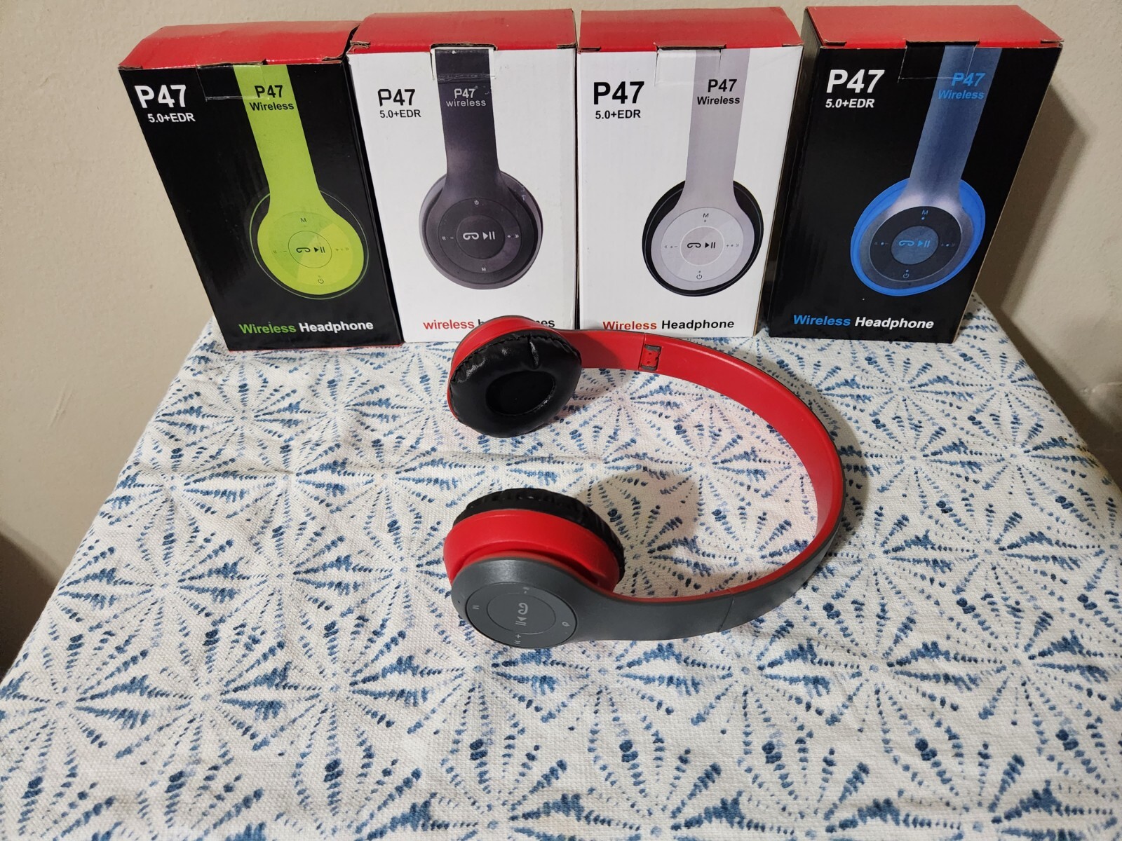 P47 5.0 + EDR Wireless Headphone – RED/GREY