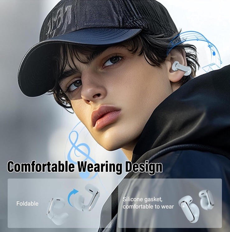 Wireless Earbuds, Clip On Ear Headphones, Bluetooth 5.4 HiFi Stereo Earbuds