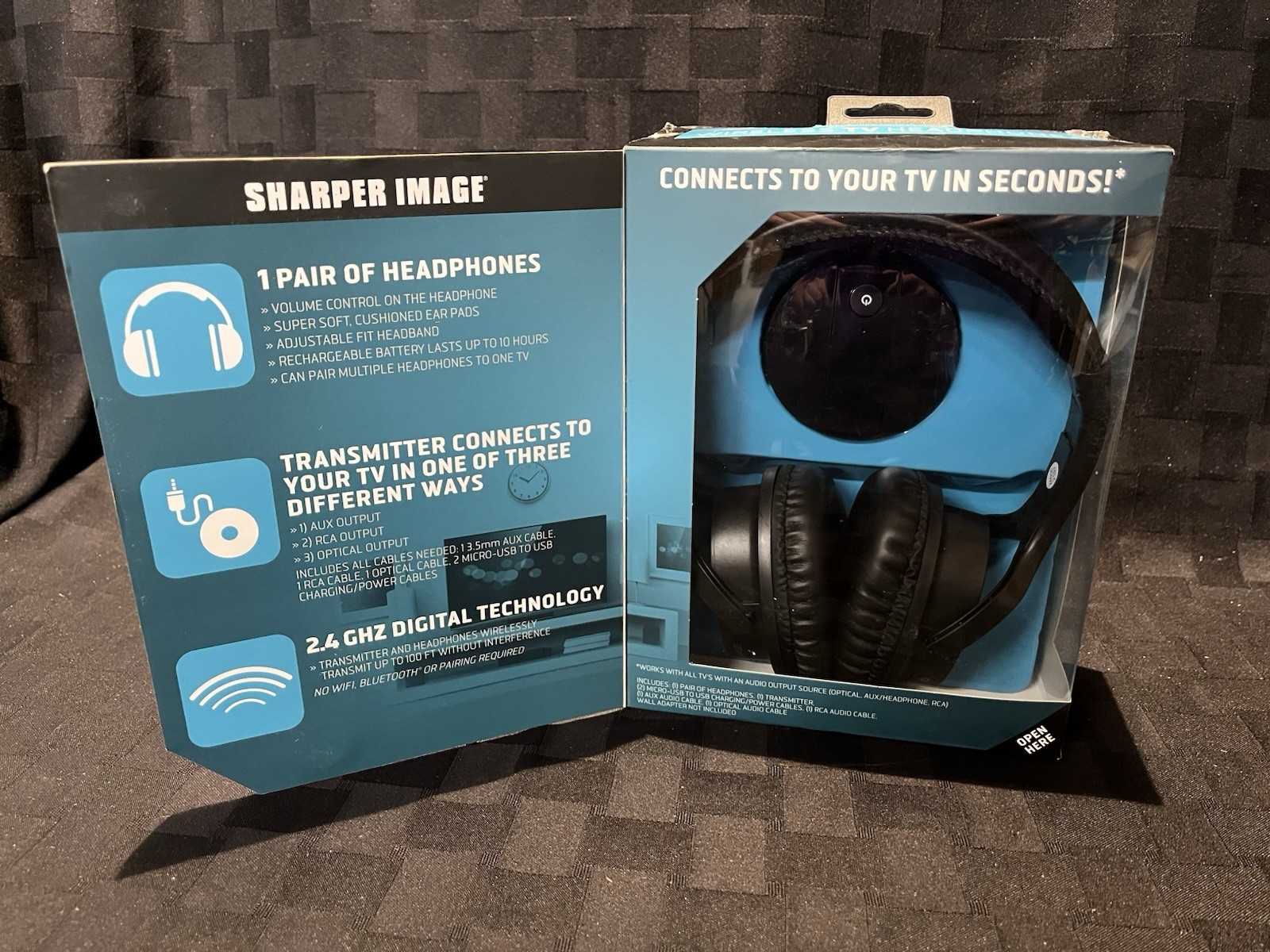 Sharper Image OWN ZONE Wireless TV Headphones 30603 Black New Sealed