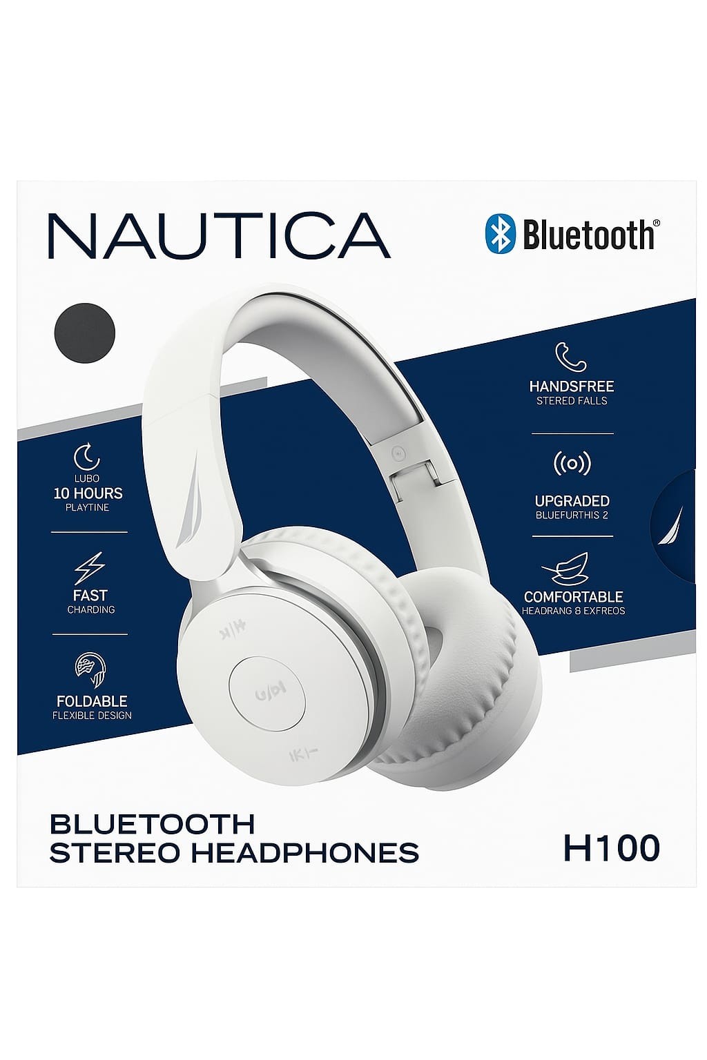 Nautica H100 Bluetooth 5.3 Stereo Headphones 10H Playtime Handsfree Calls