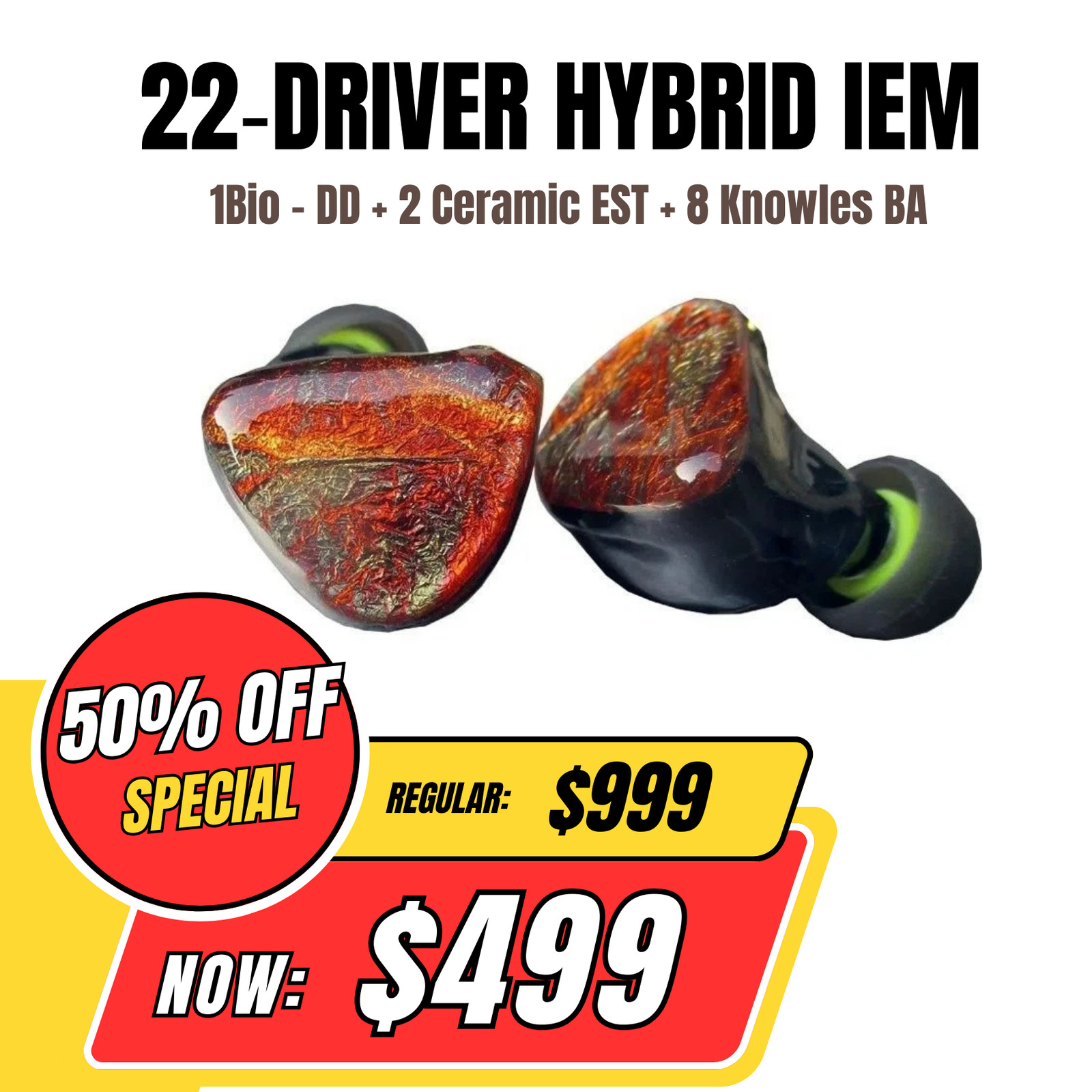22-driver IEM 1Bio-DD+ 2 Ceramic EST+ 8 Knowles BA HIFI DIY in-ear monitors