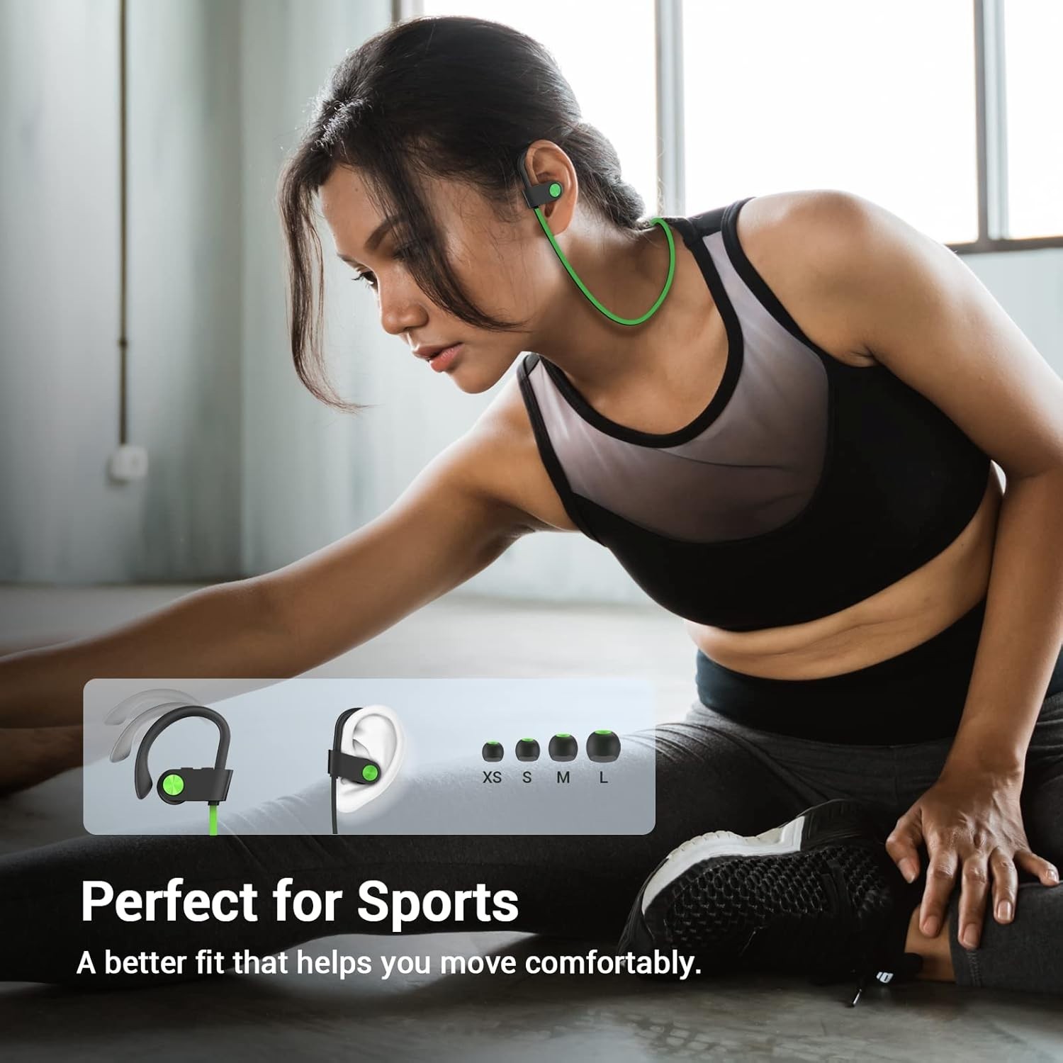 Bluetooth Headphones, HiFi Bass Stereo Earbuds with Noise Cancelling Mic, Wat…