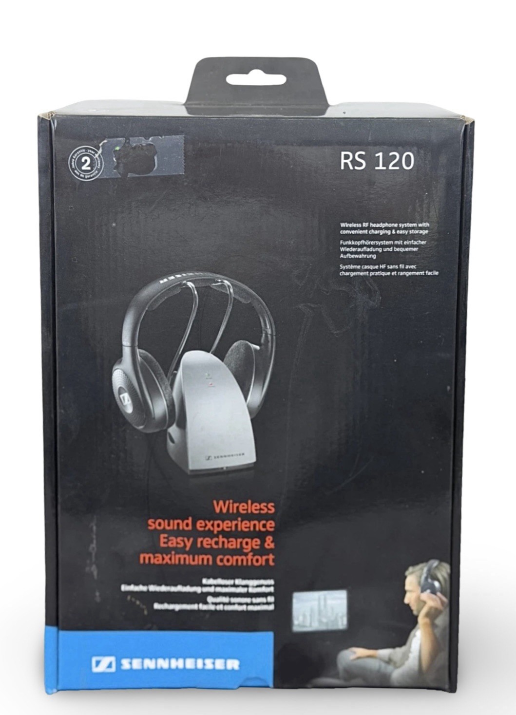 Sennheiser RS 120 Transmitter Base Only w/Box Cord Rechargeable Batteries Tested