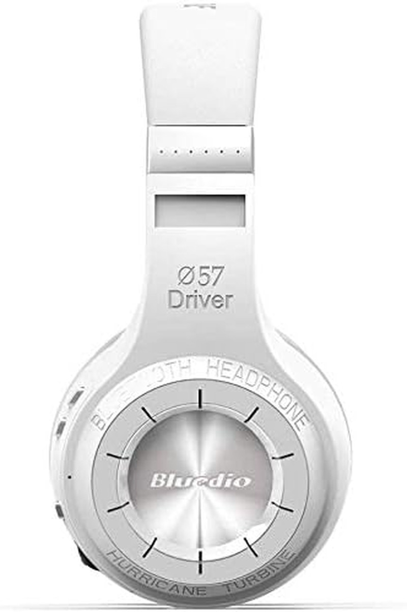 HT Turbine Wireless Bluetooth 5.0 Stereo Headphones with Mic (White)