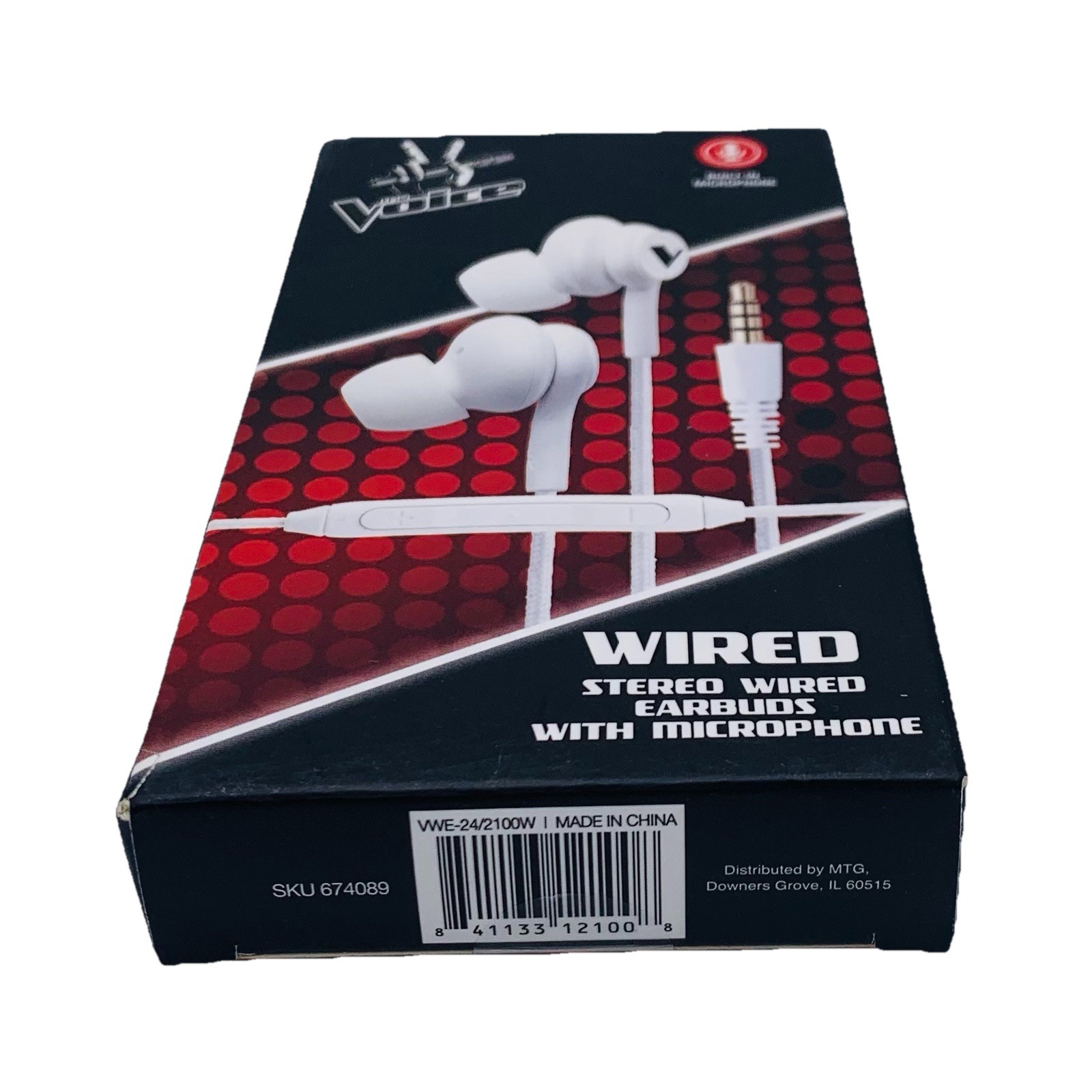 The Voice: Stereo Wired Earbuds with Microphone White 3.5mm Headphones – Sealed