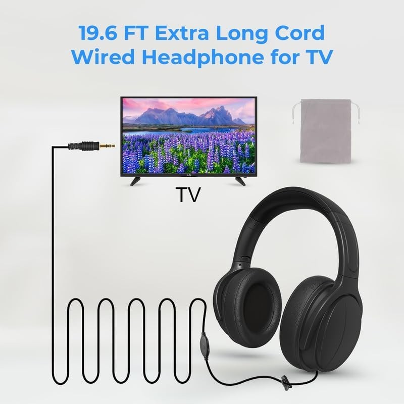 Lightweight Wired Headphones for Seniors – 9.8FT Cord