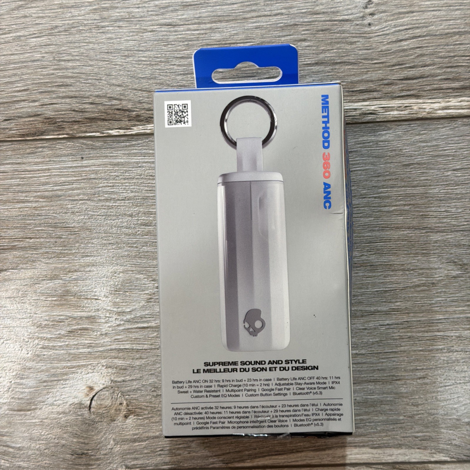 Skullcandy Method 360 ANC Bluetooth Earbuds White, Noise Cancel, Water Resistant